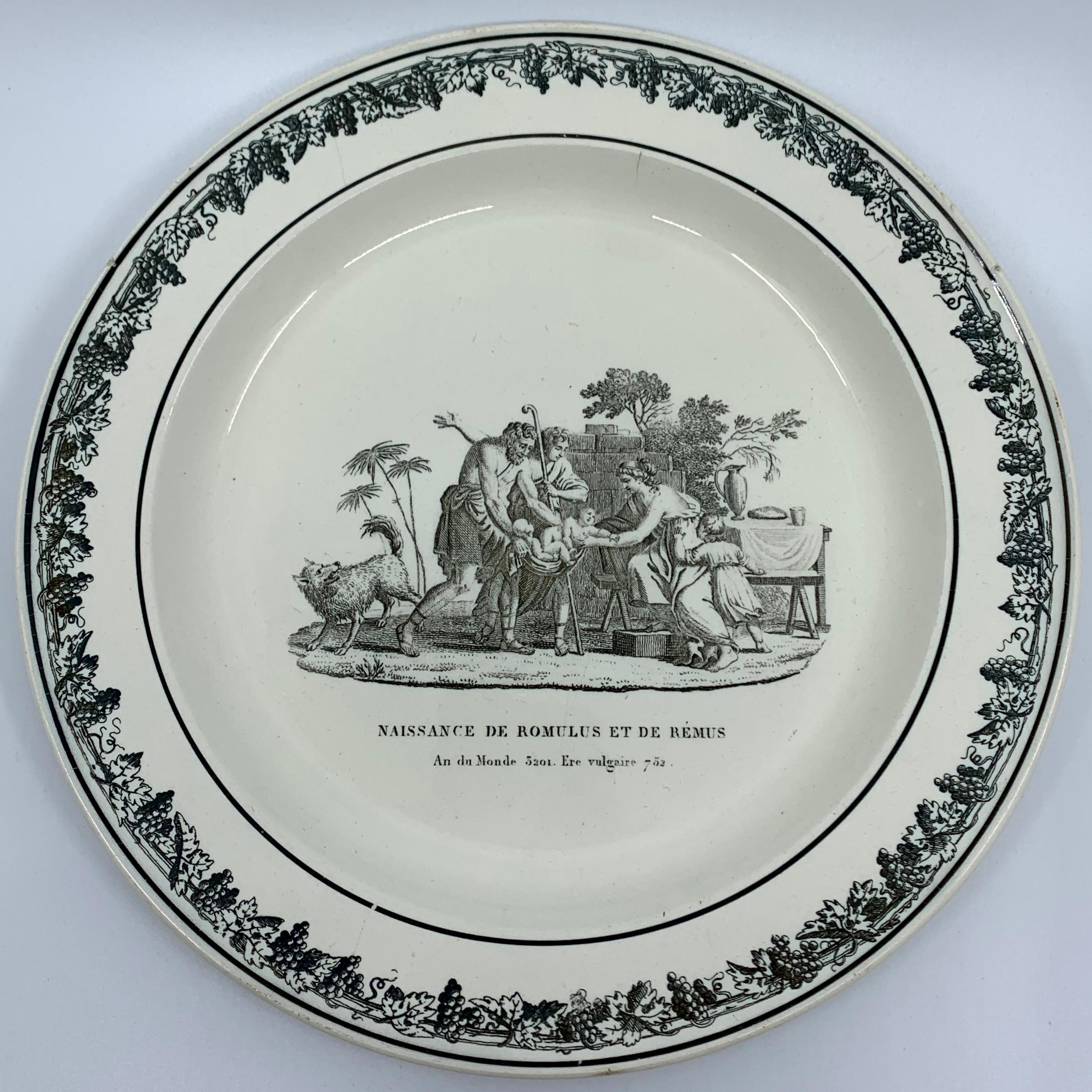 French Neoclassical Creil Creamware Plate For Sale