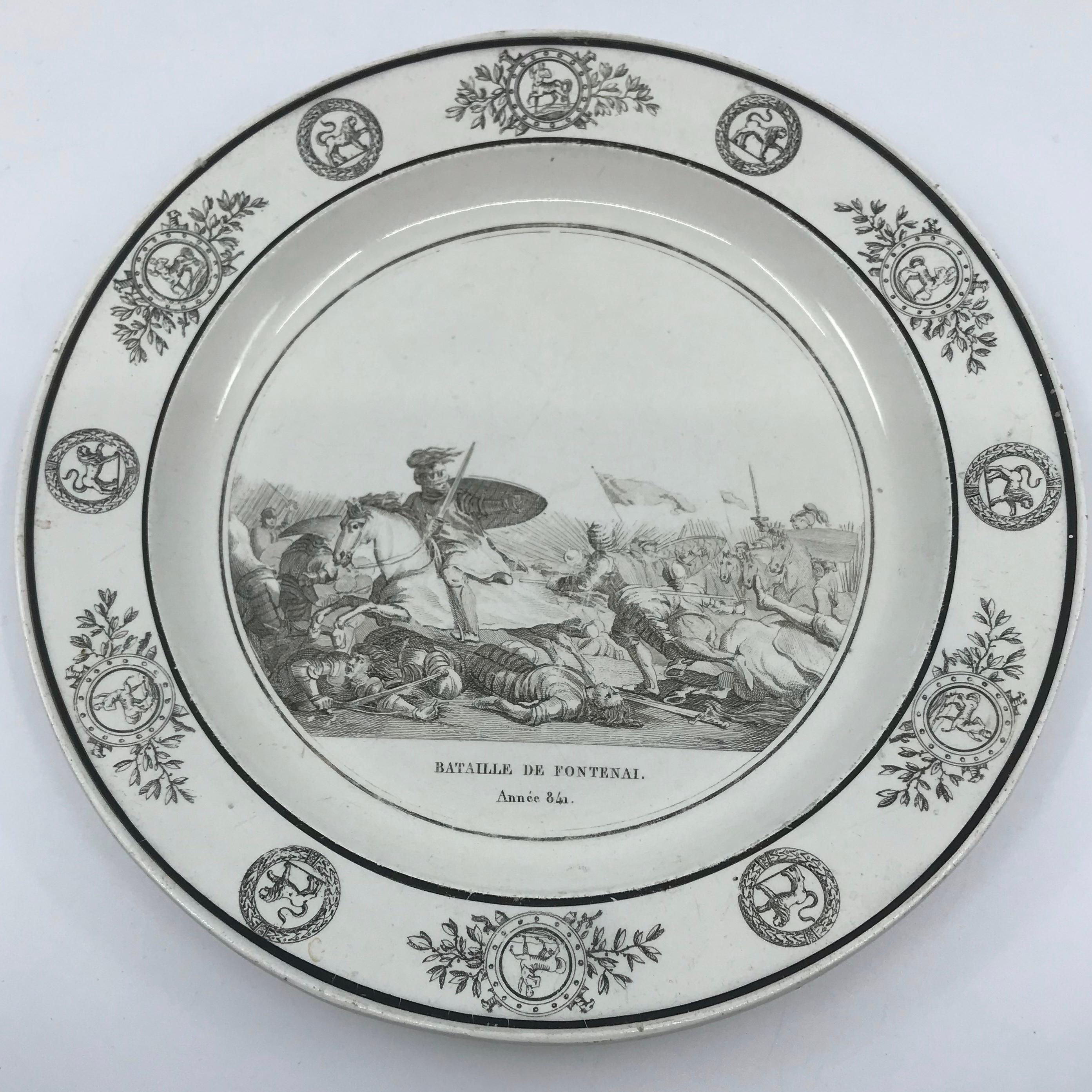 Hand-Painted Neoclassical Creil Creamware Plate For Sale
