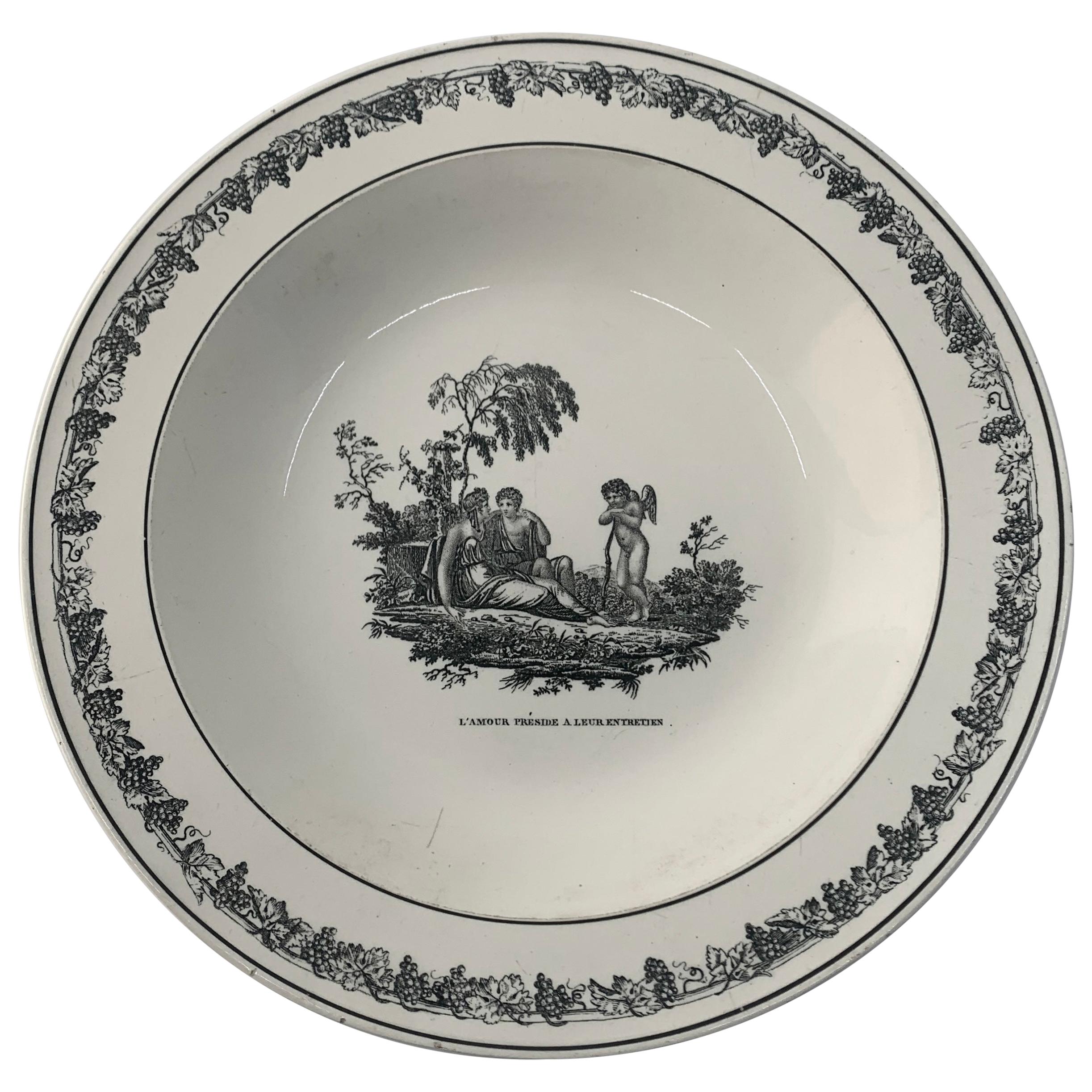 Cupid Neoclassical Creil Creamware Plate