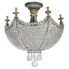 Neoclassical Crystal Beaded "Swag" Flush Mount Fixture