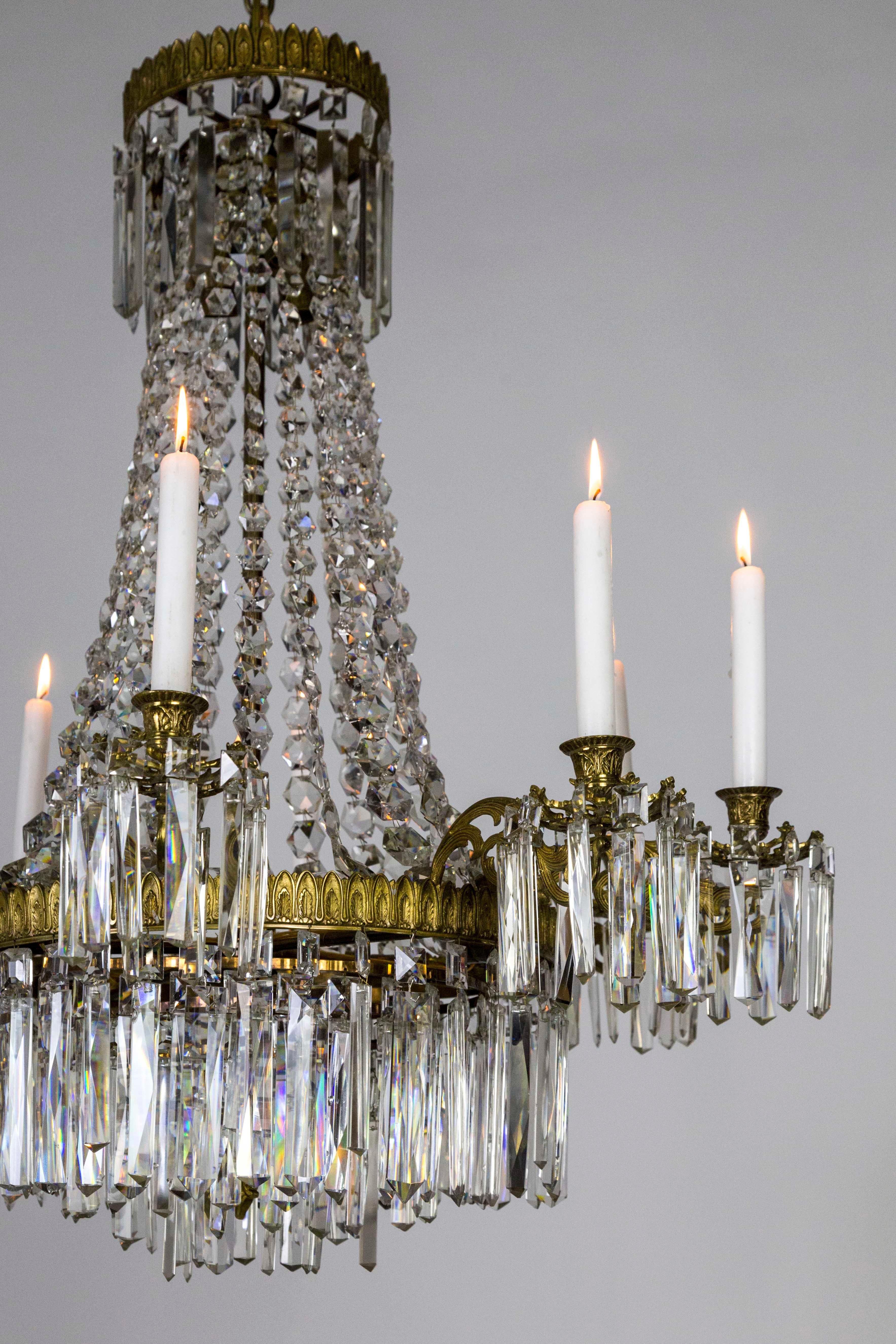 Neoclassical Crystal Tent 8-Arm Candle Chandelier with Interior Lights 1