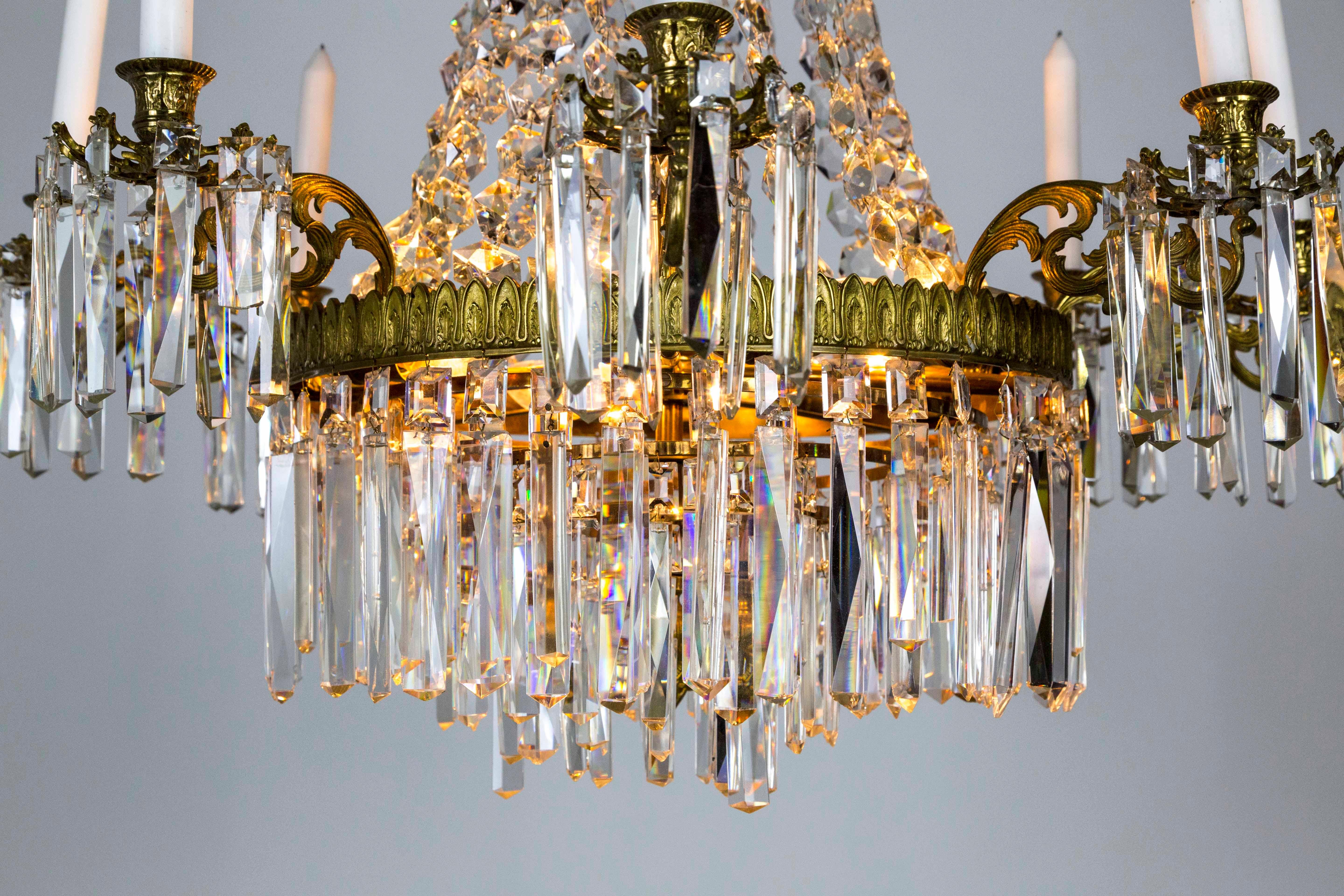 Neoclassical Crystal Tent 8-Arm Candle Chandelier with Interior Lights 2