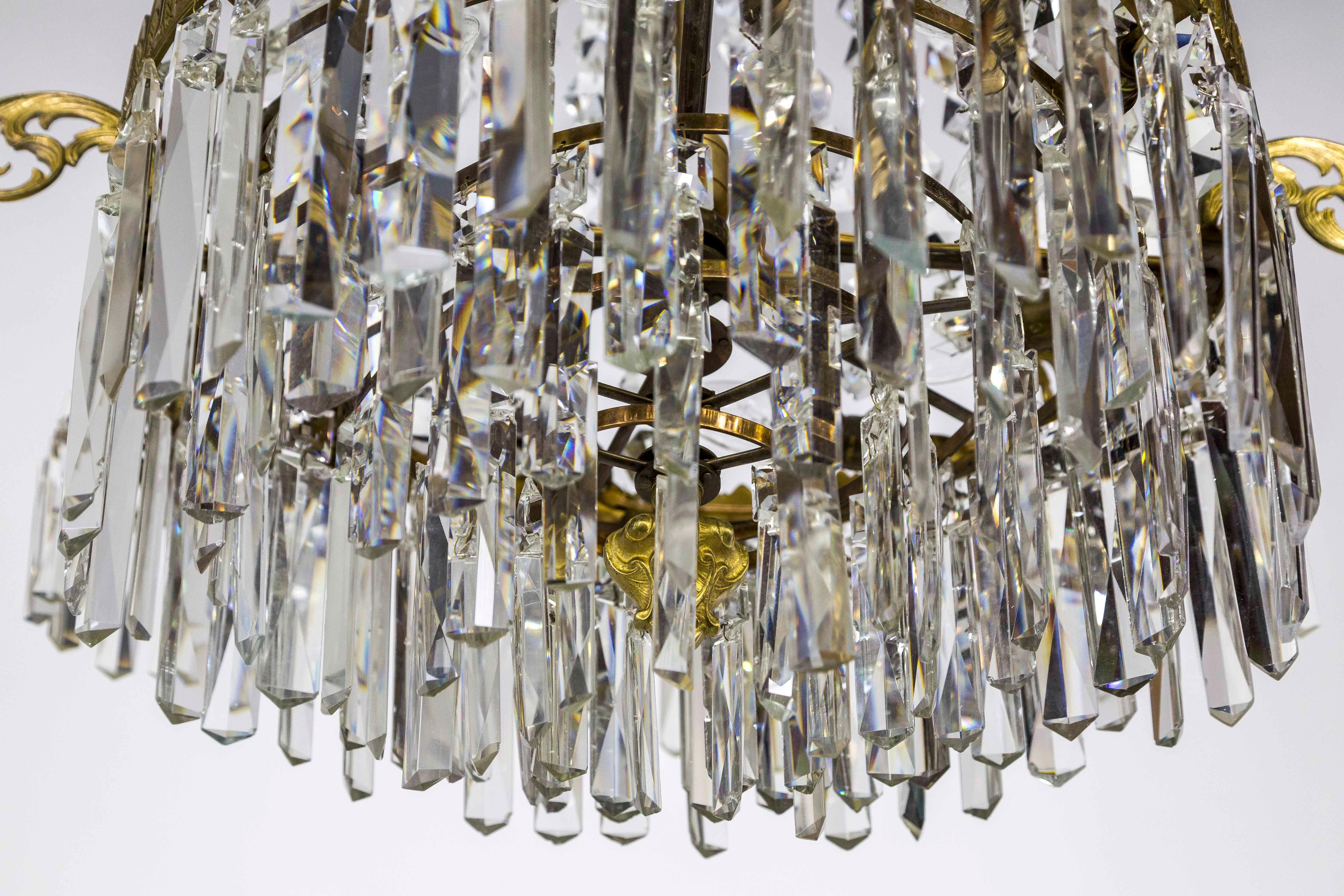 Neoclassical Revival Neoclassical Crystal Tent 8-Arm Candle Chandelier with Interior Lights