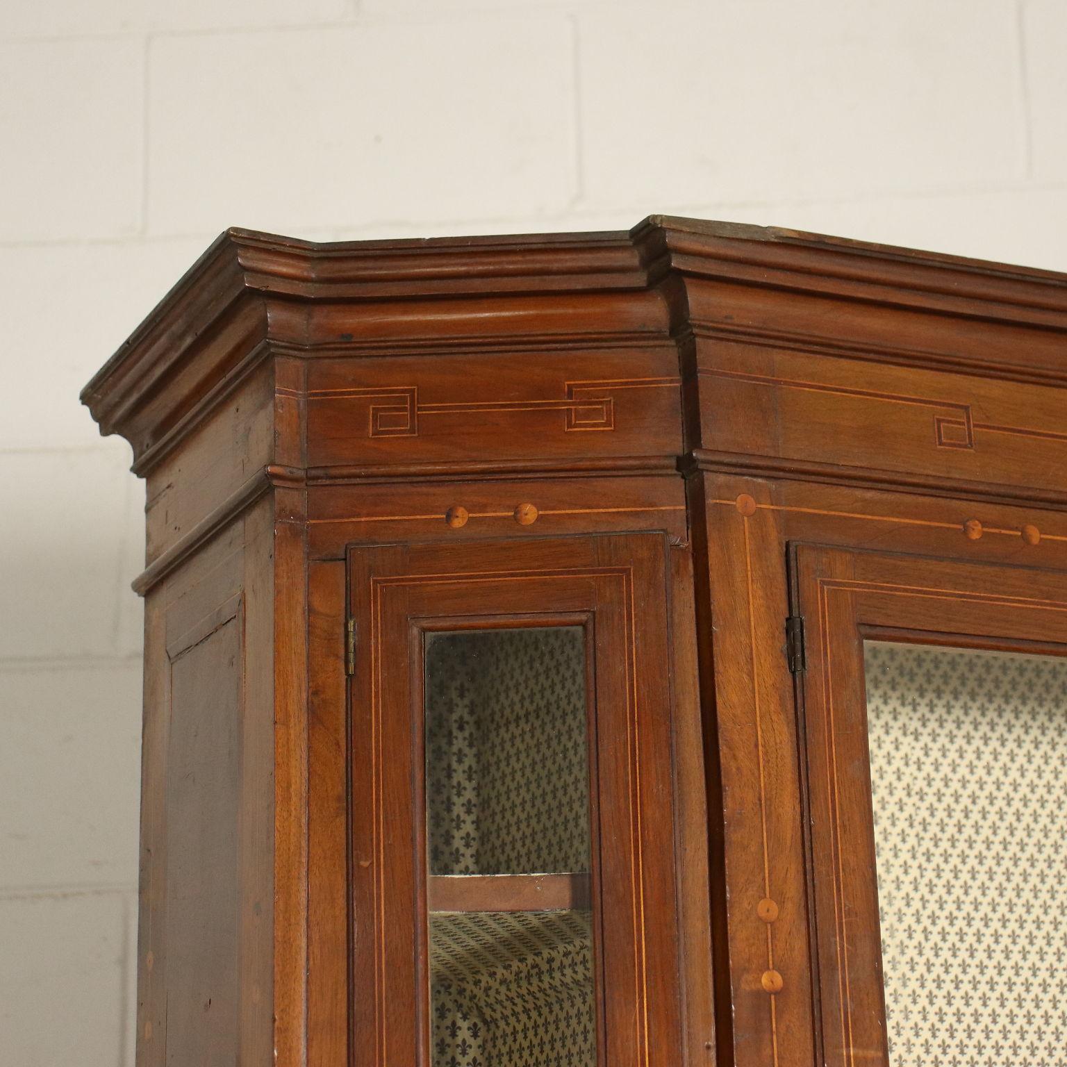 Silvered Neoclassical Cupboard Walnut Maple Friuli, Italy, 2nd Half 18th Century For Sale