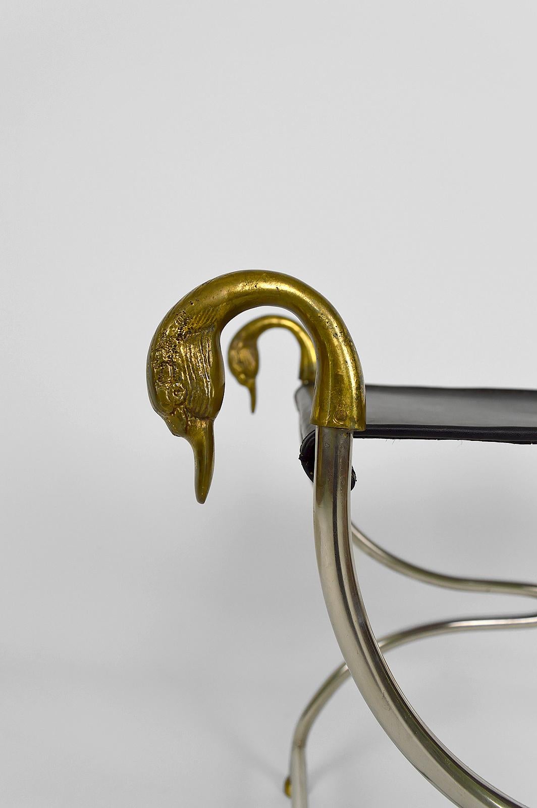Neoclassical Curule with Swan Heads, France, circa 1960 For Sale 8