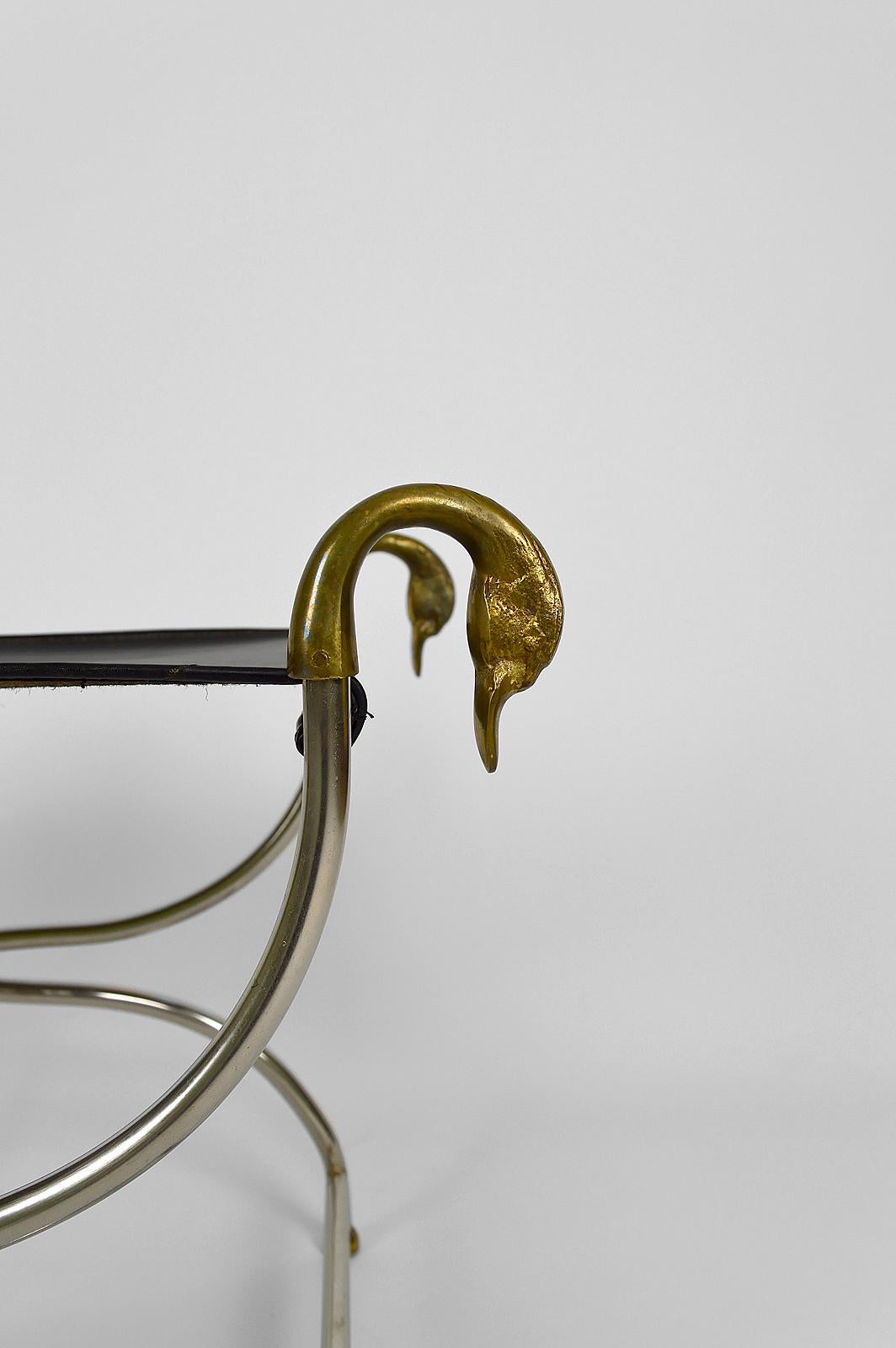 Neoclassical Curule with Swan Heads, France, circa 1960 For Sale 9