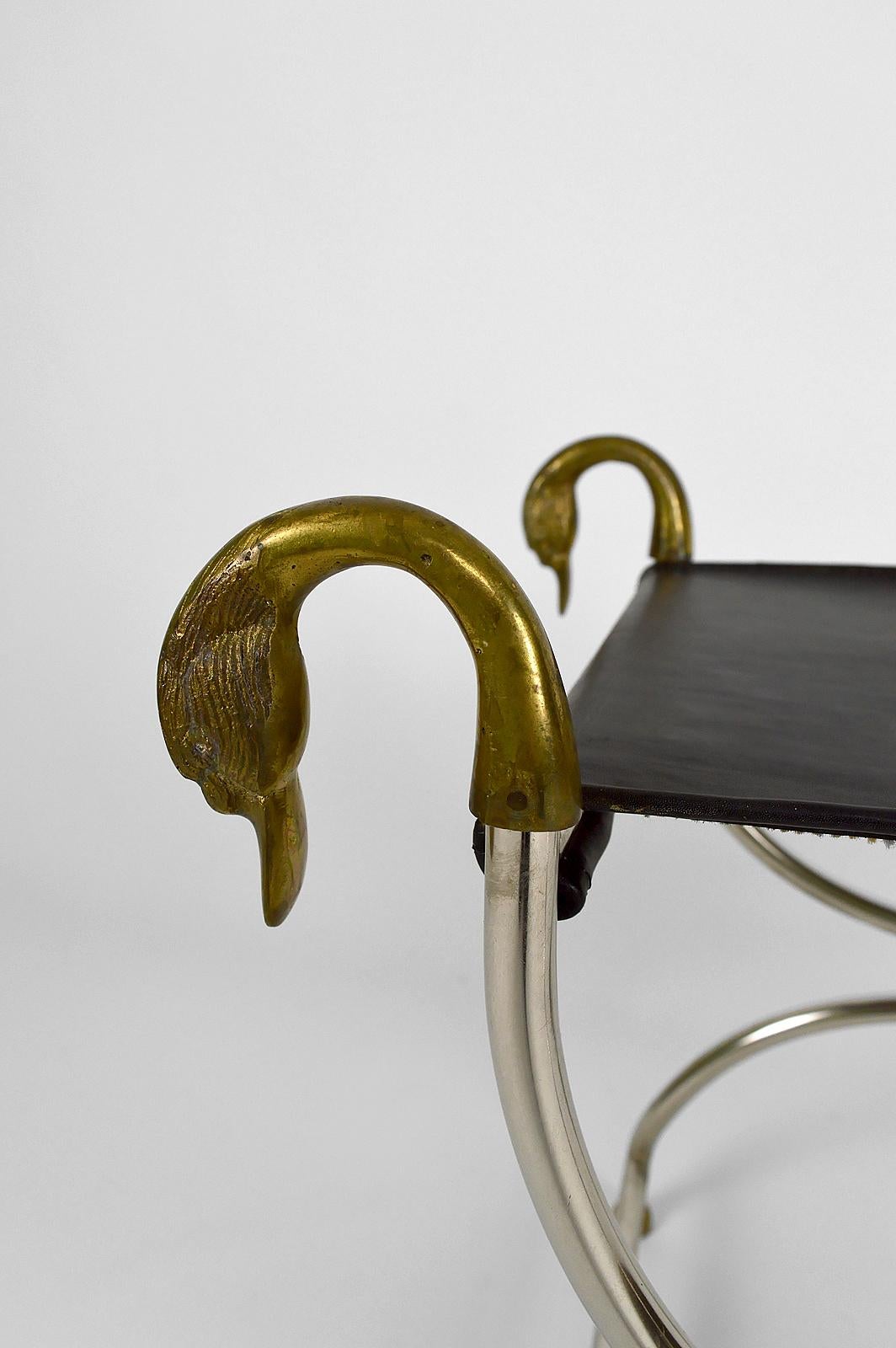 Neoclassical Curule with Swan Heads, France, circa 1960 For Sale 10