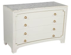 Neoclassical Curved Front White Marble Chest