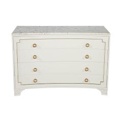 Neoclassical Curved Front White Marble Chest