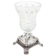Neoclassical Cut Crystal and 1000 Silver Urn Vase