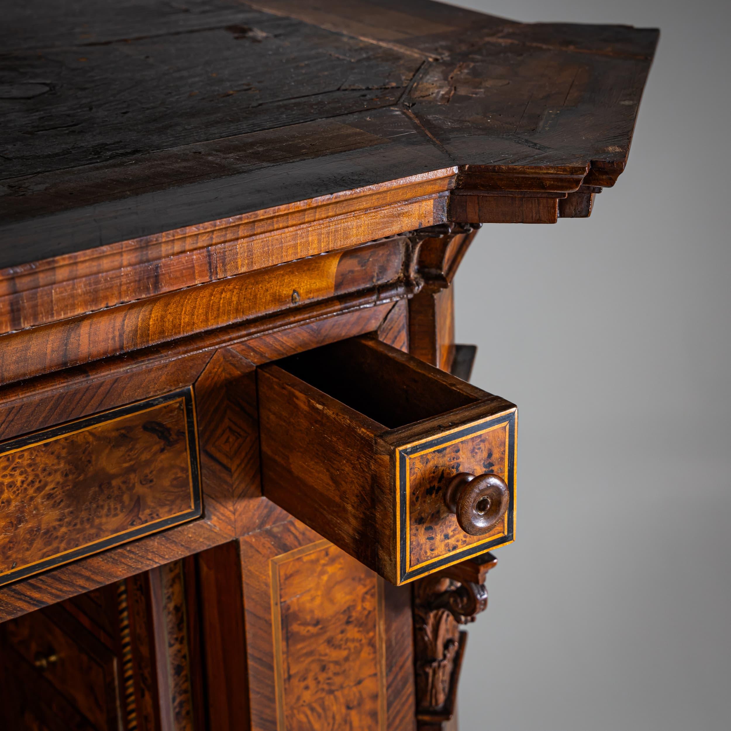 Late 18th Century Neoclassical Cylinder Secretary Desk with Clock, circa 1780 For Sale
