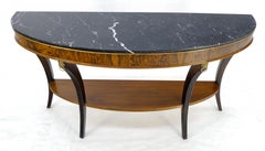 Neoclassical Demilune Console Table W/ Black Marble Top & Bronze Mounts MINT