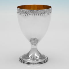 Neoclassical design George III period sterling silver goblet - London 1782