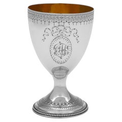 Neoclassical design George III period sterling silver goblet - London 1782