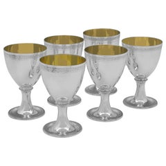 Ensemble de 6 gobelets en argent sterling de conception néoclassique - C. J. Vander 2000