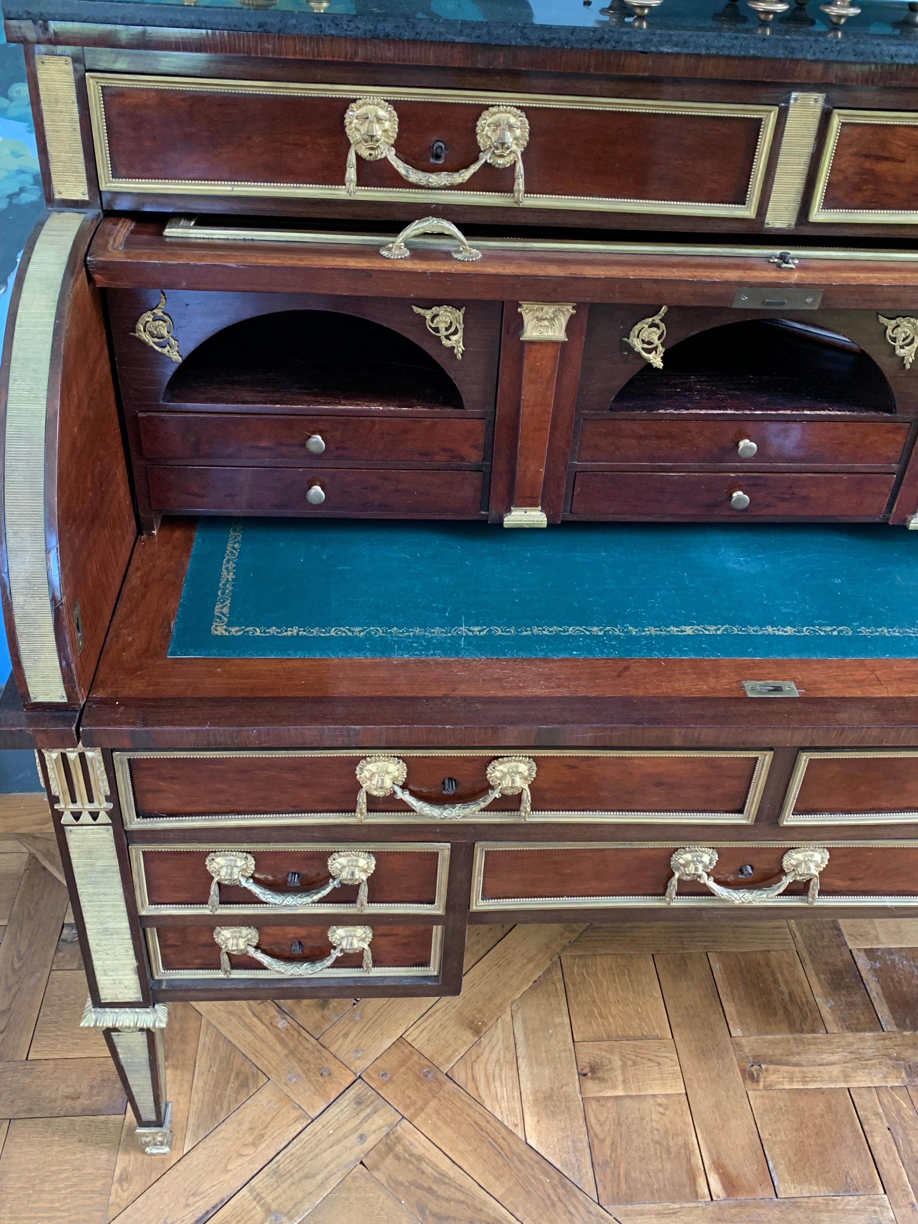 A Russian Neoclassical Roll Top Writing Desk For Sale 3