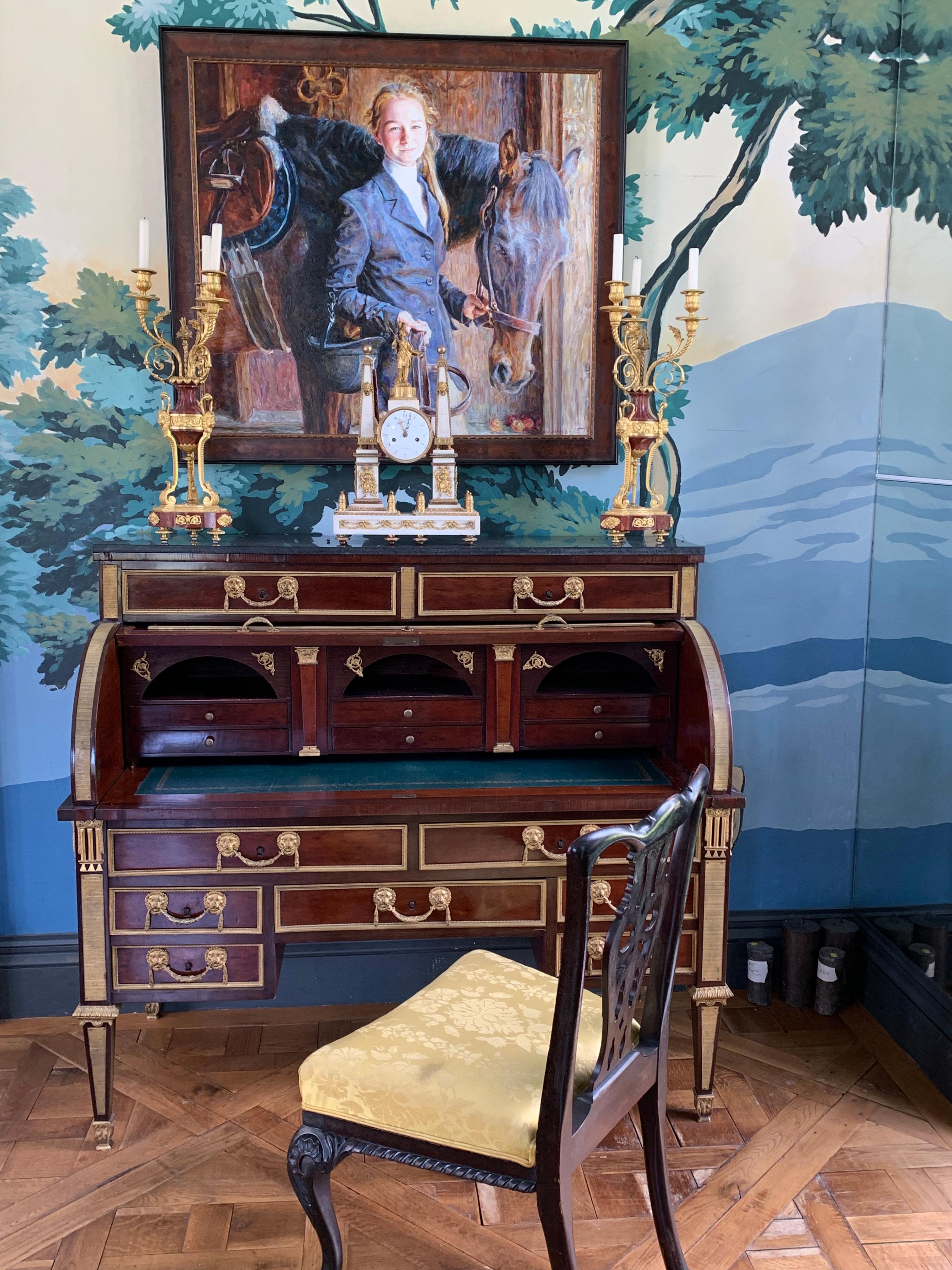 Hand-Carved A Russian Neoclassical Roll Top Writing Desk For Sale