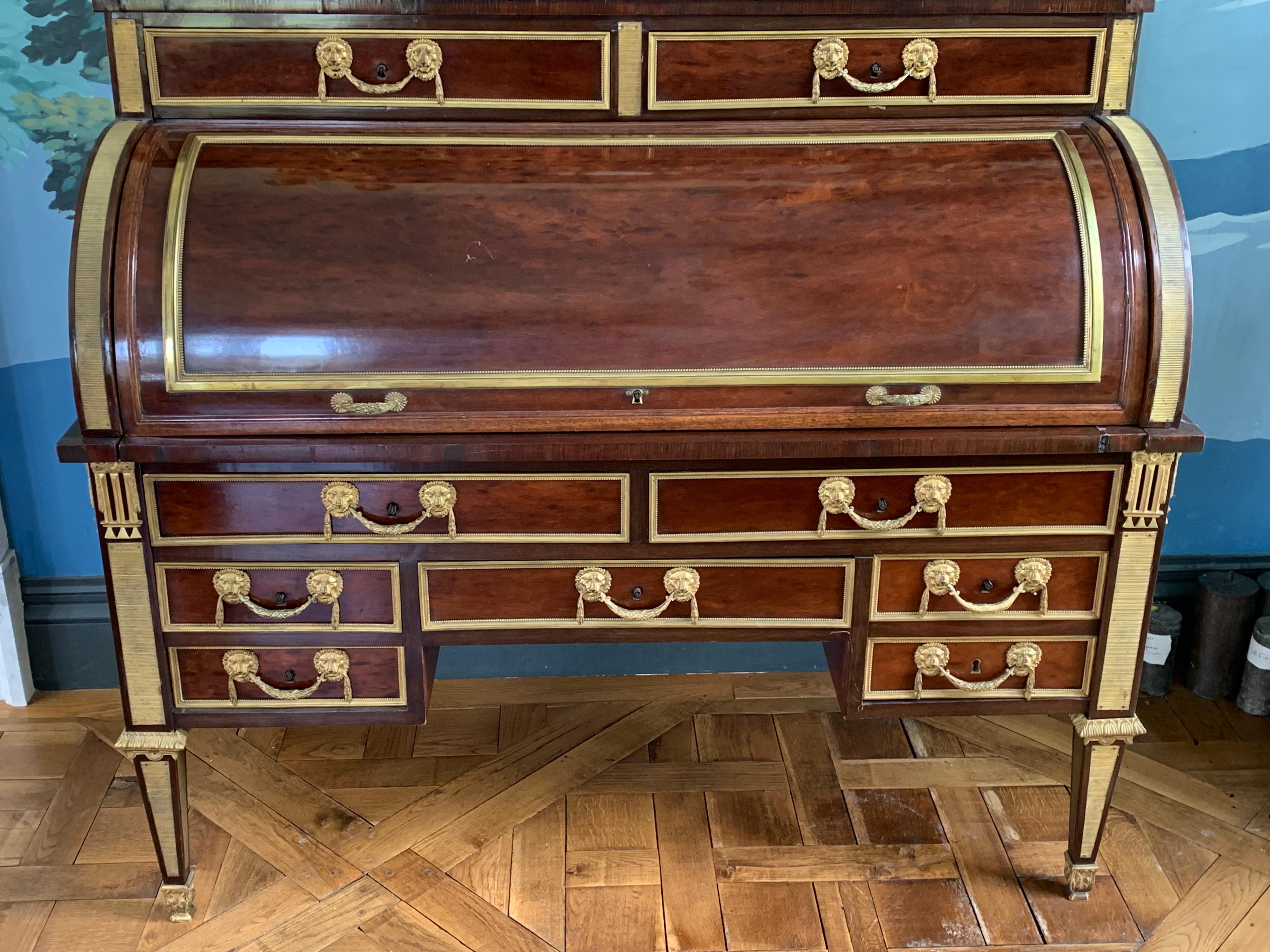 A Russian Neoclassical Roll Top Writing Desk For Sale 1