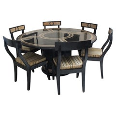 Used Neoclassical Dining Table and Chairs Attributed to Maitland Smith