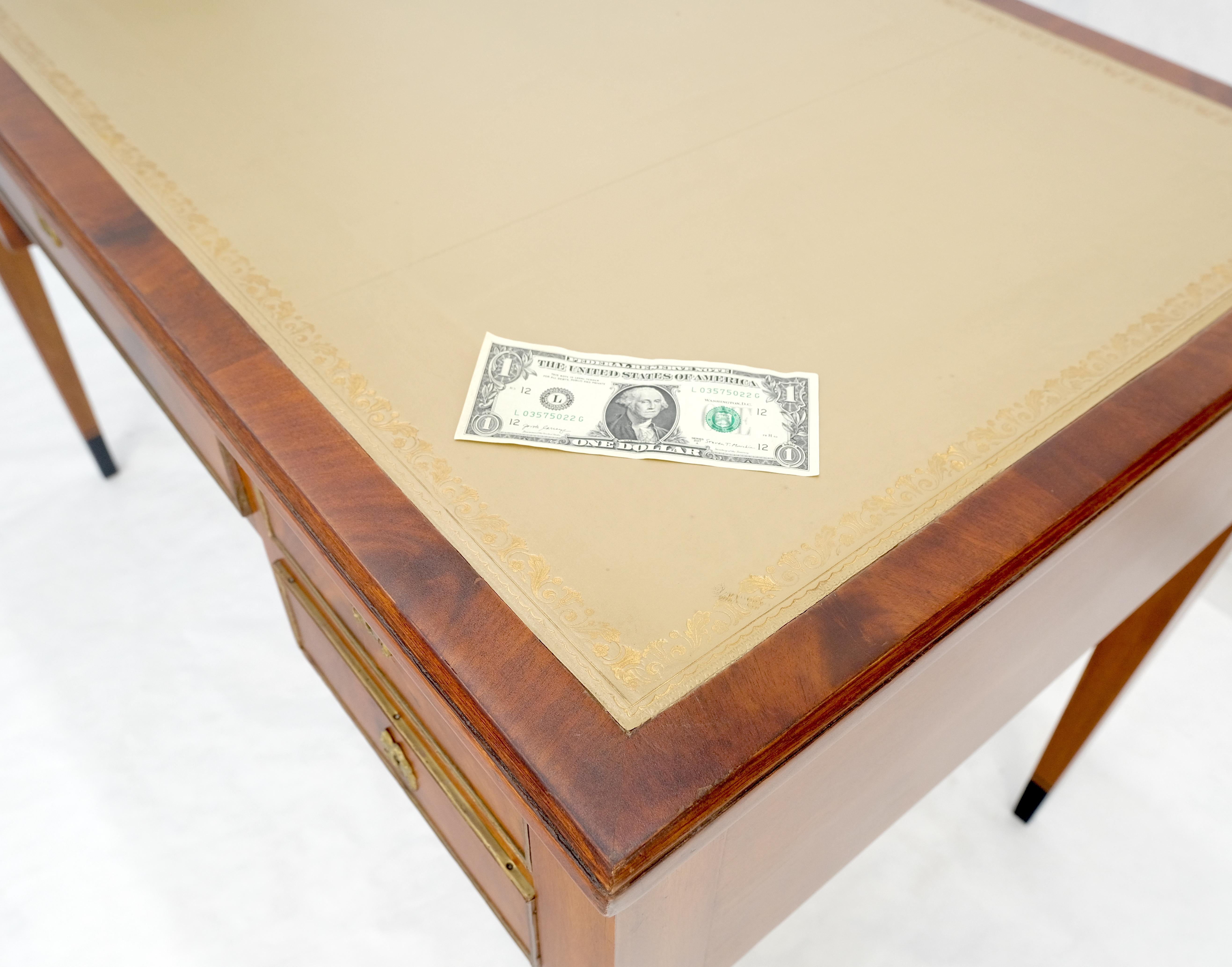 Neoclassical Directoire Style Beige Leather Top Crotch Mahogany Tepered Leg Desk For Sale 4