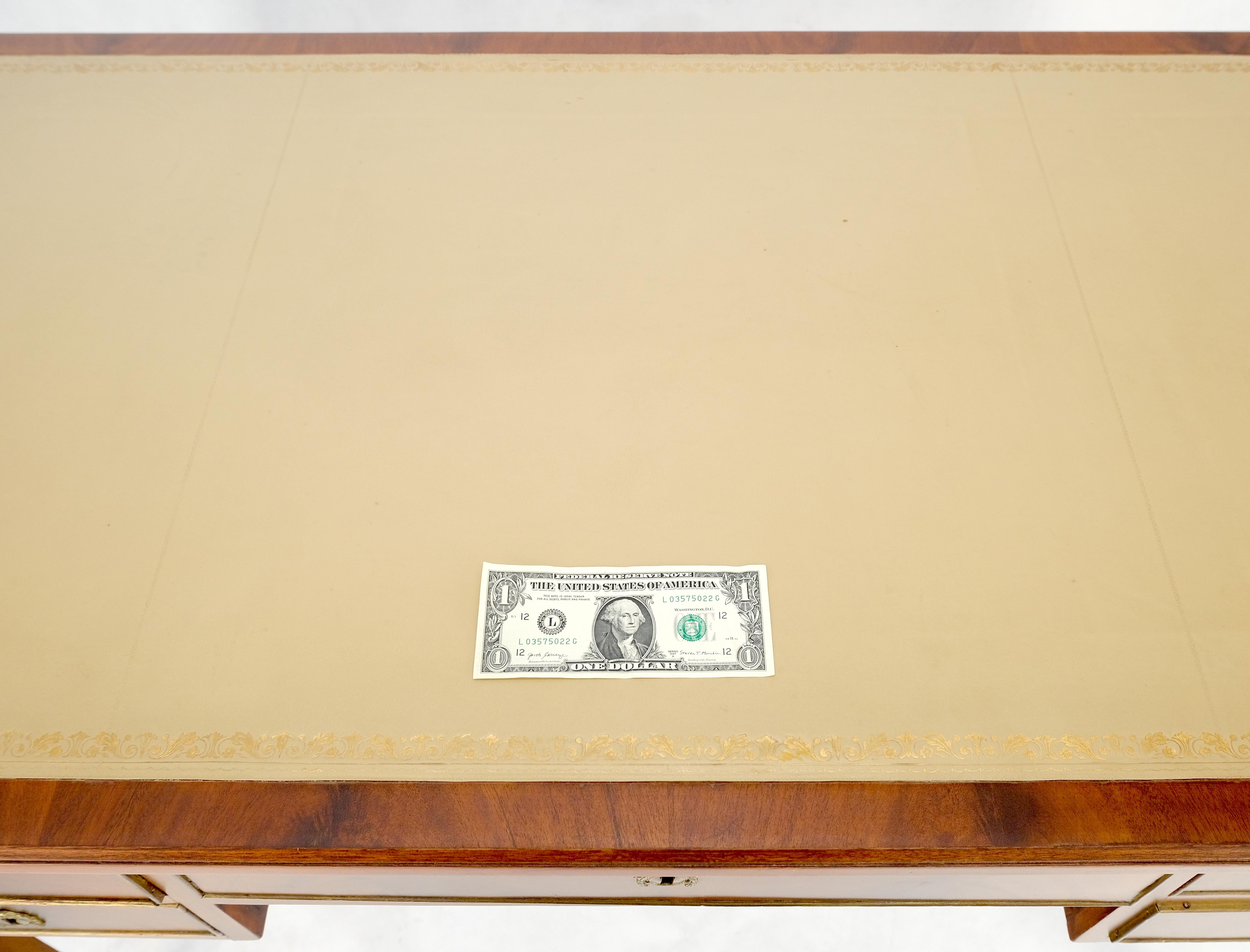 Neoclassical Directoire Style Beige Leather Top Crotch Mahogany Tepered Leg Desk For Sale 5