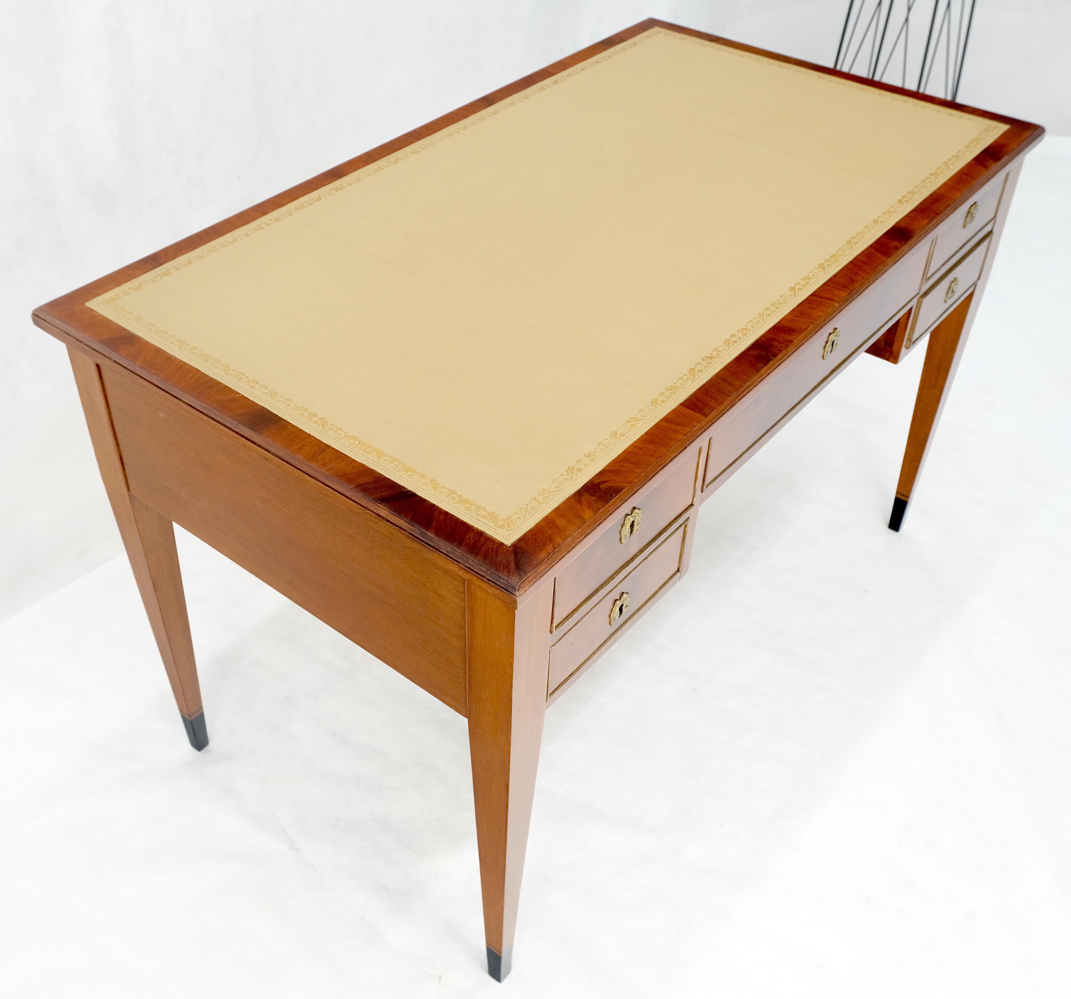 Neoclassical Directoire Style Beige Leather Top Crotch Mahogany Tepered Leg Desk For Sale 6
