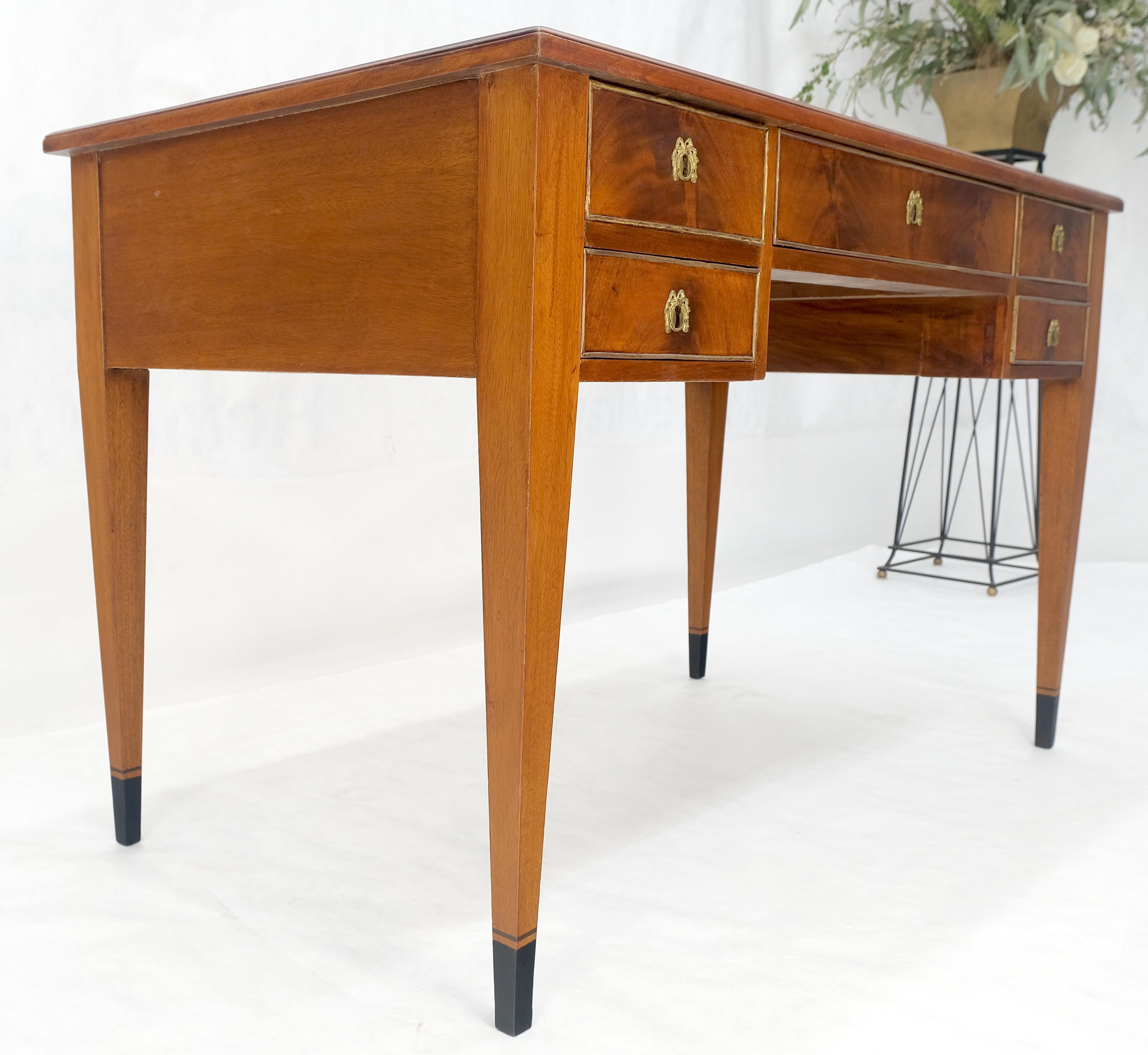 Neoclassical Directoire Style Beige Leather Top Crotch Mahogany Tepered Leg Desk For Sale 7