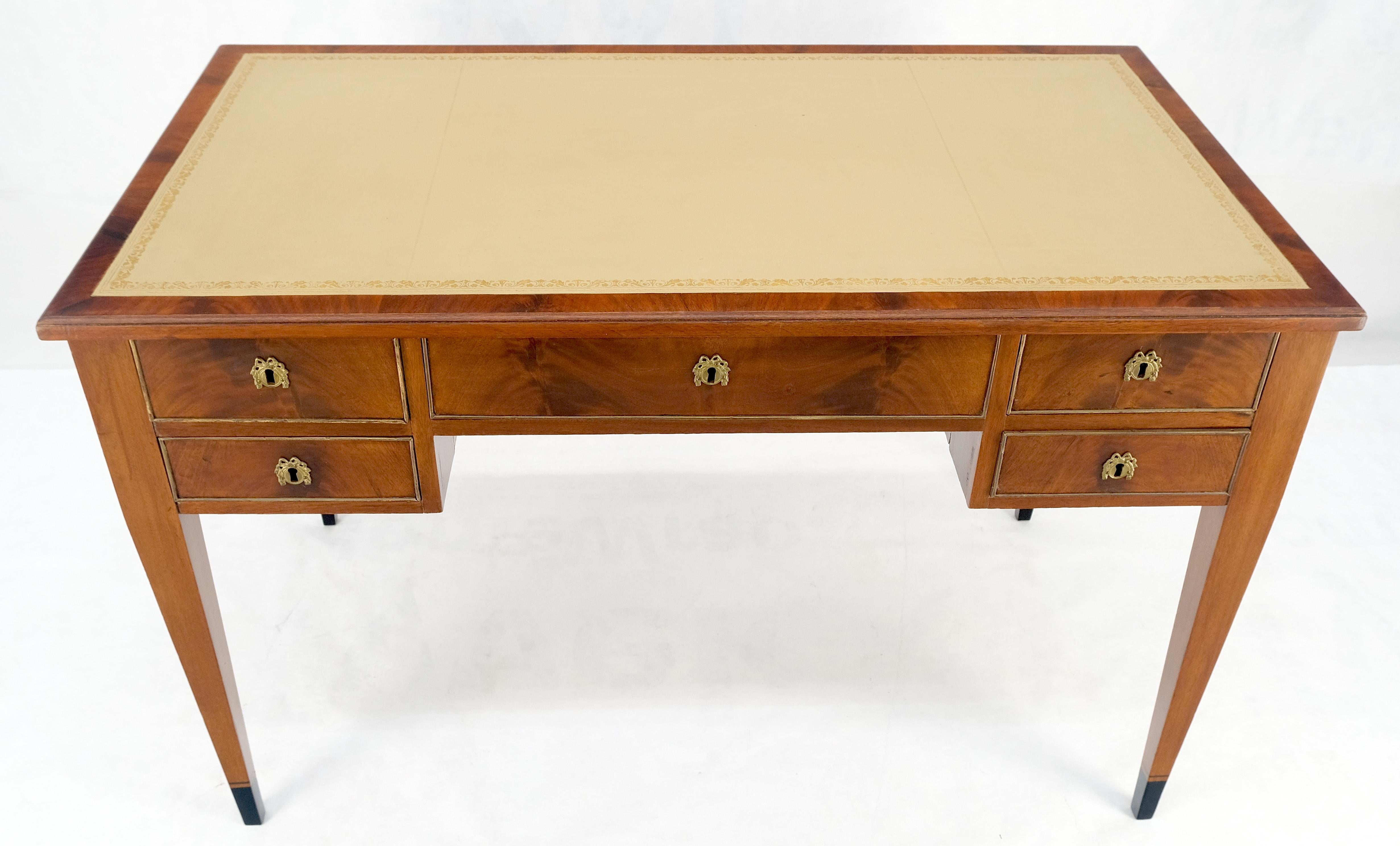 Neoclassical Directoire Style Beige Leather Top Crotch Mahogany Tepered Leg Desk For Sale 8