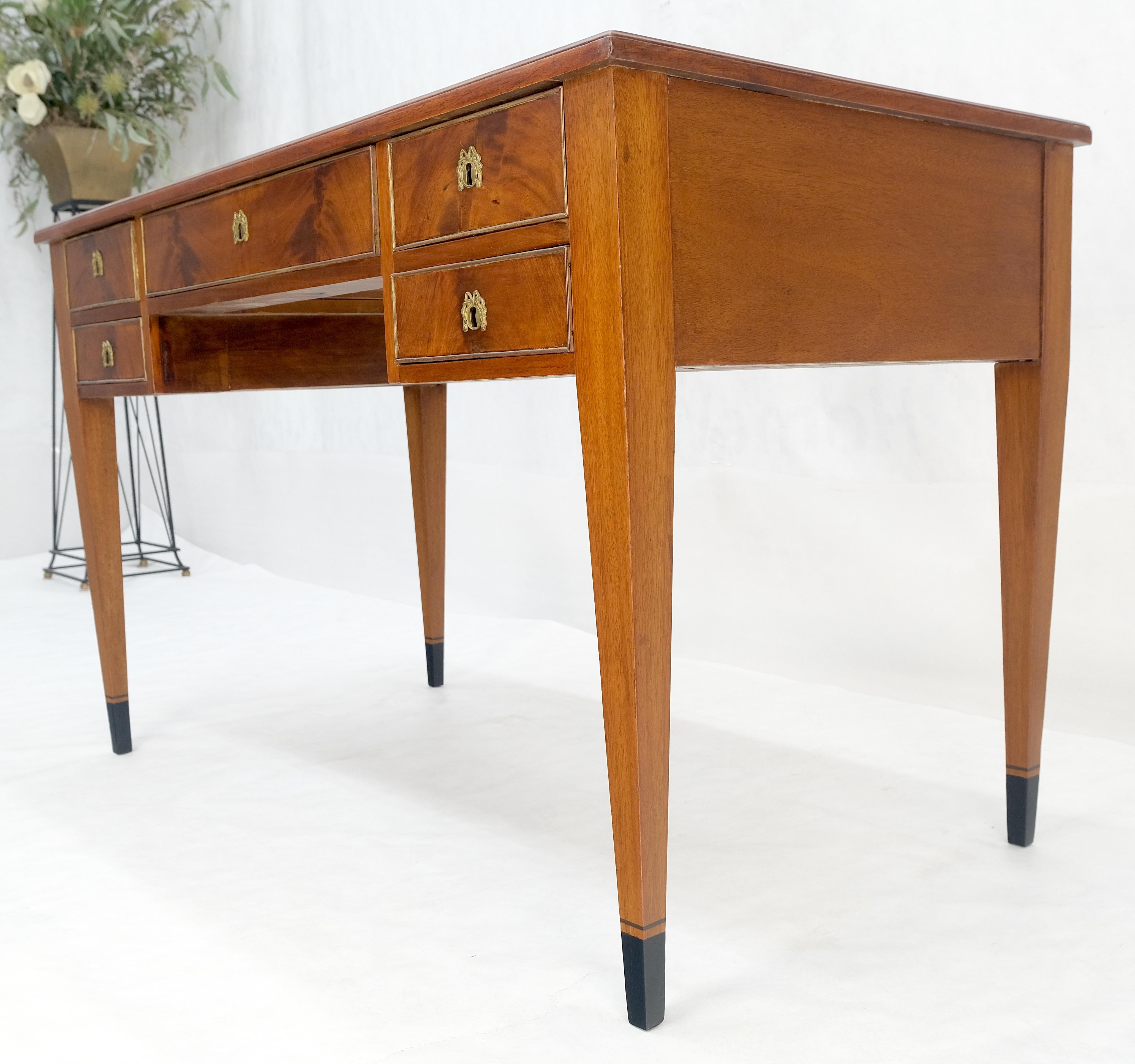 Neoclassical Directoire Style Beige Leather Top Crotch Mahogany Tepered Leg Desk For Sale 2
