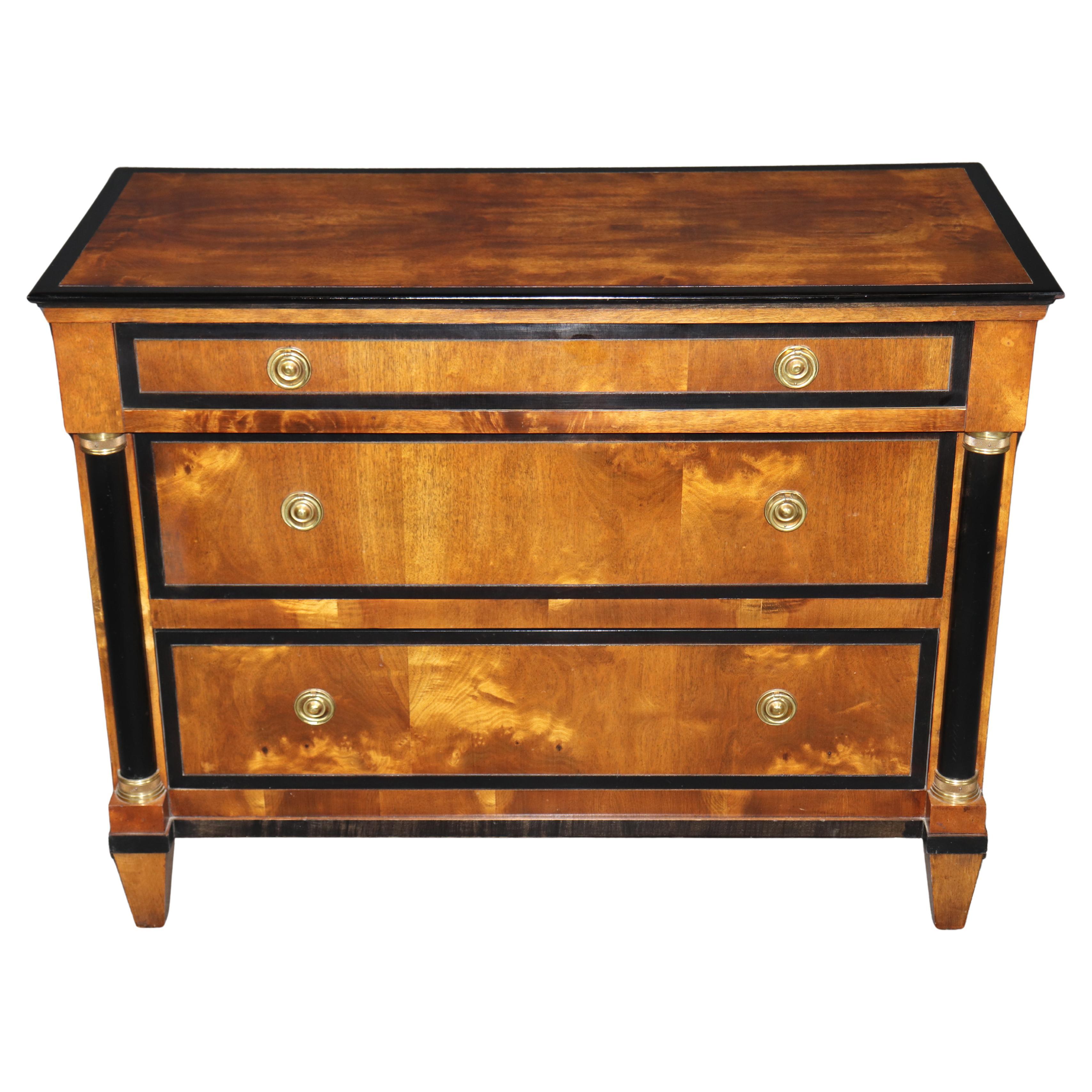Neoclassical Directoire Style Brass Mounted 3 Drawer Commode By Century