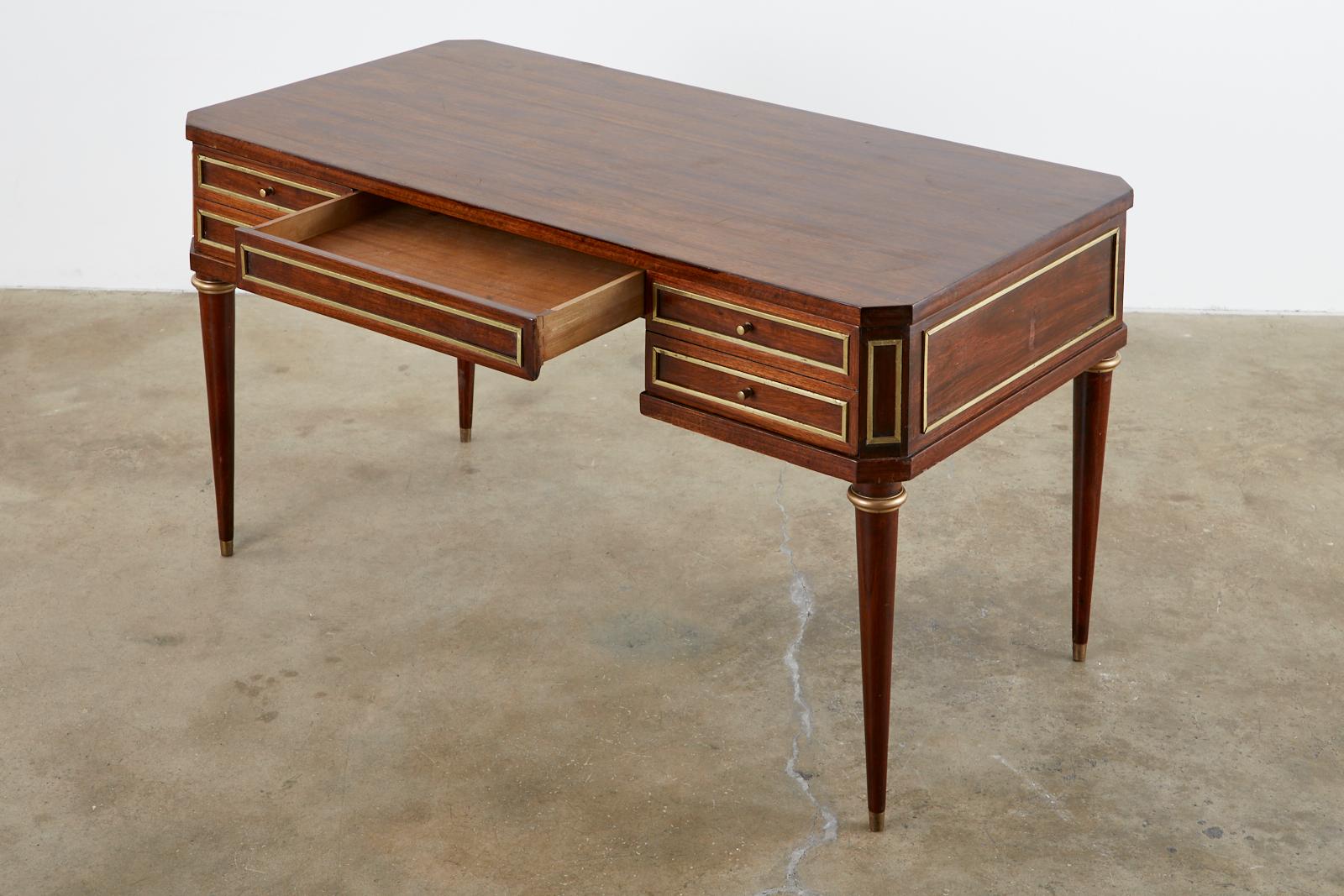 American Neoclassical Directoire Style Bronze Mounted Mahogany Desk