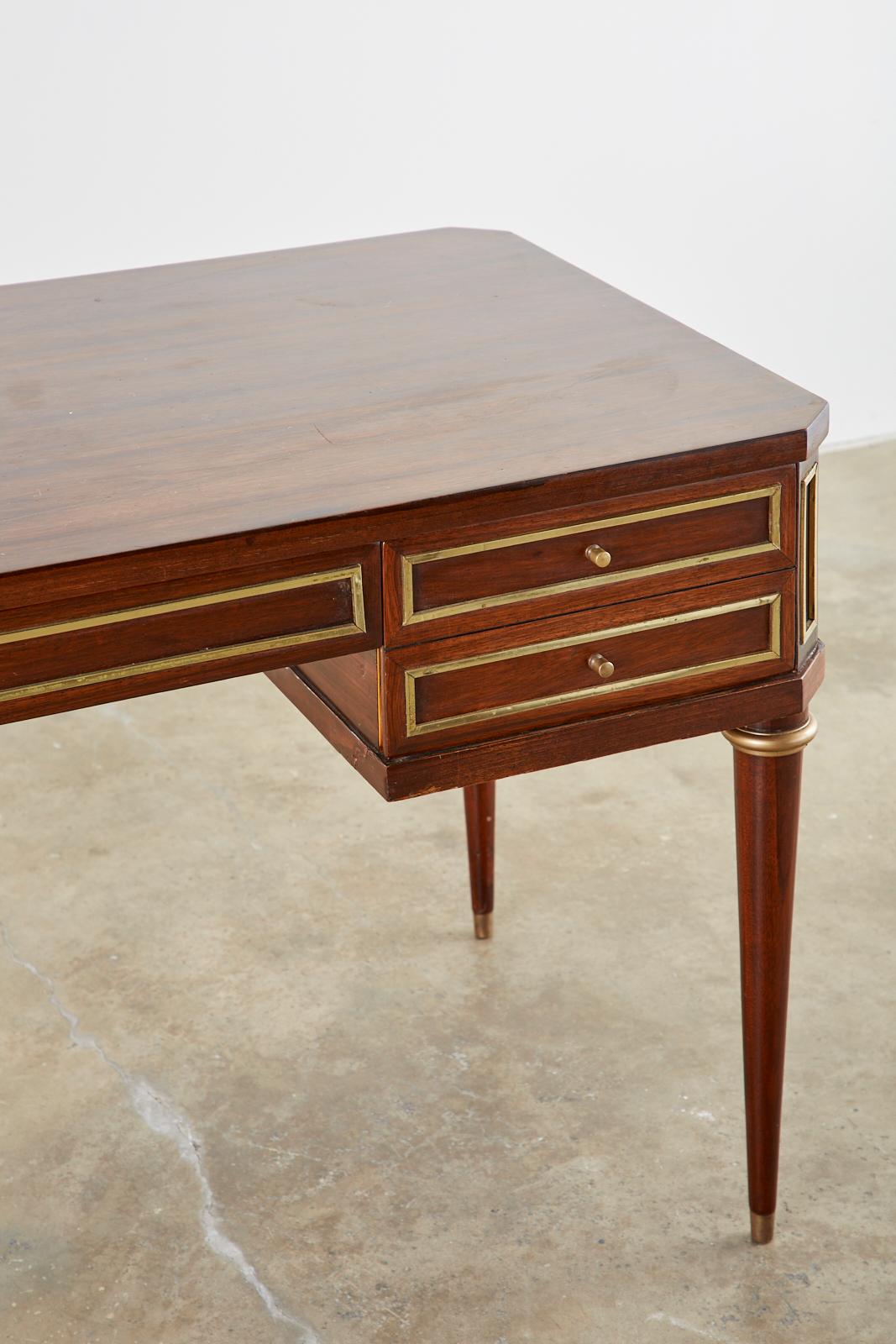 Brass Neoclassical Directoire Style Bronze Mounted Mahogany Desk