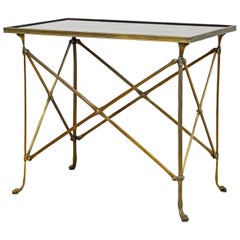 Table Guéridon rectangulaire en bronze et marbre de style néoclassique Directoire