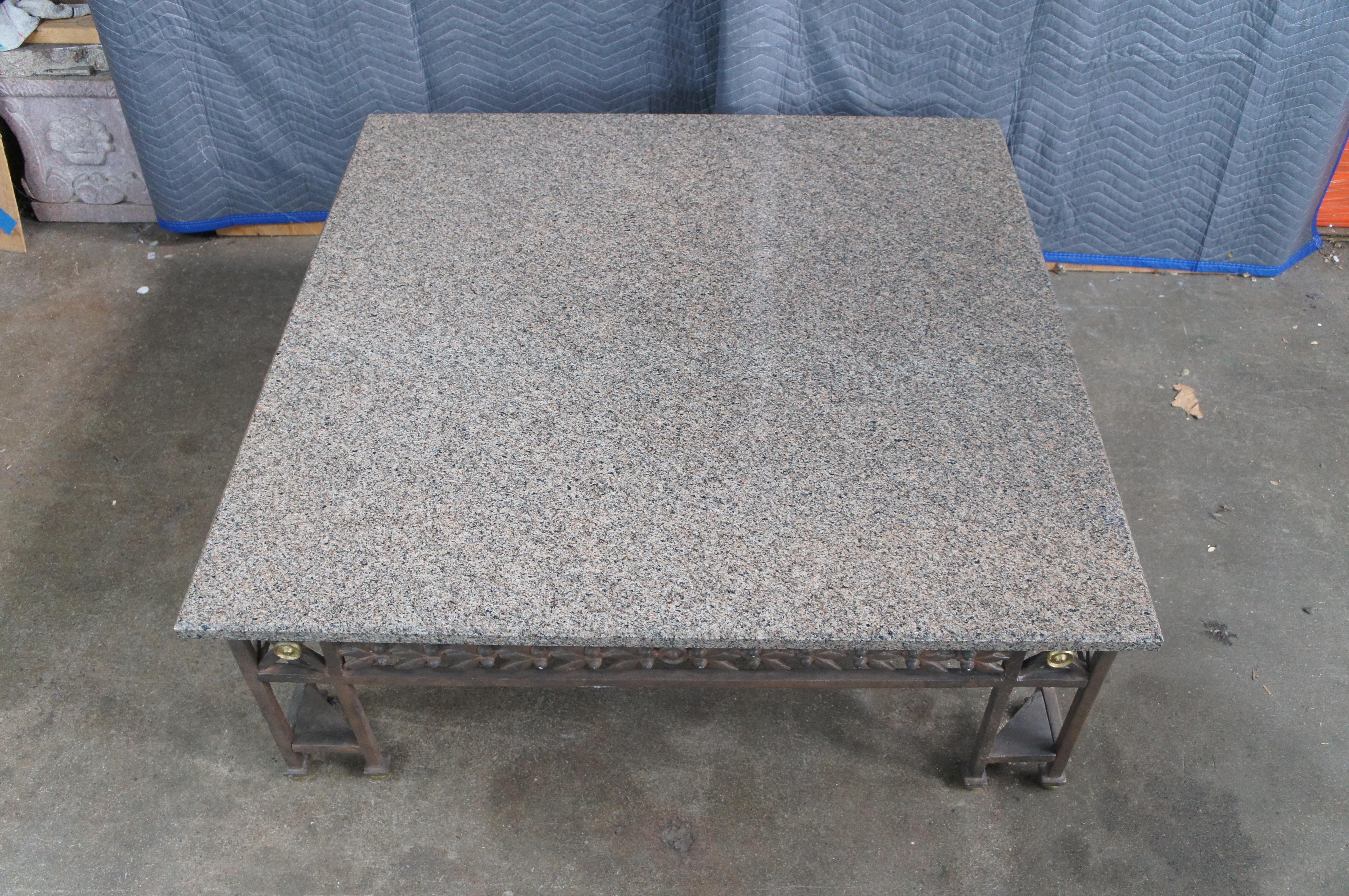 20ième siècle Table à Cocktail Café Néoclassique Style Directoire Fer Forgé Granit 50