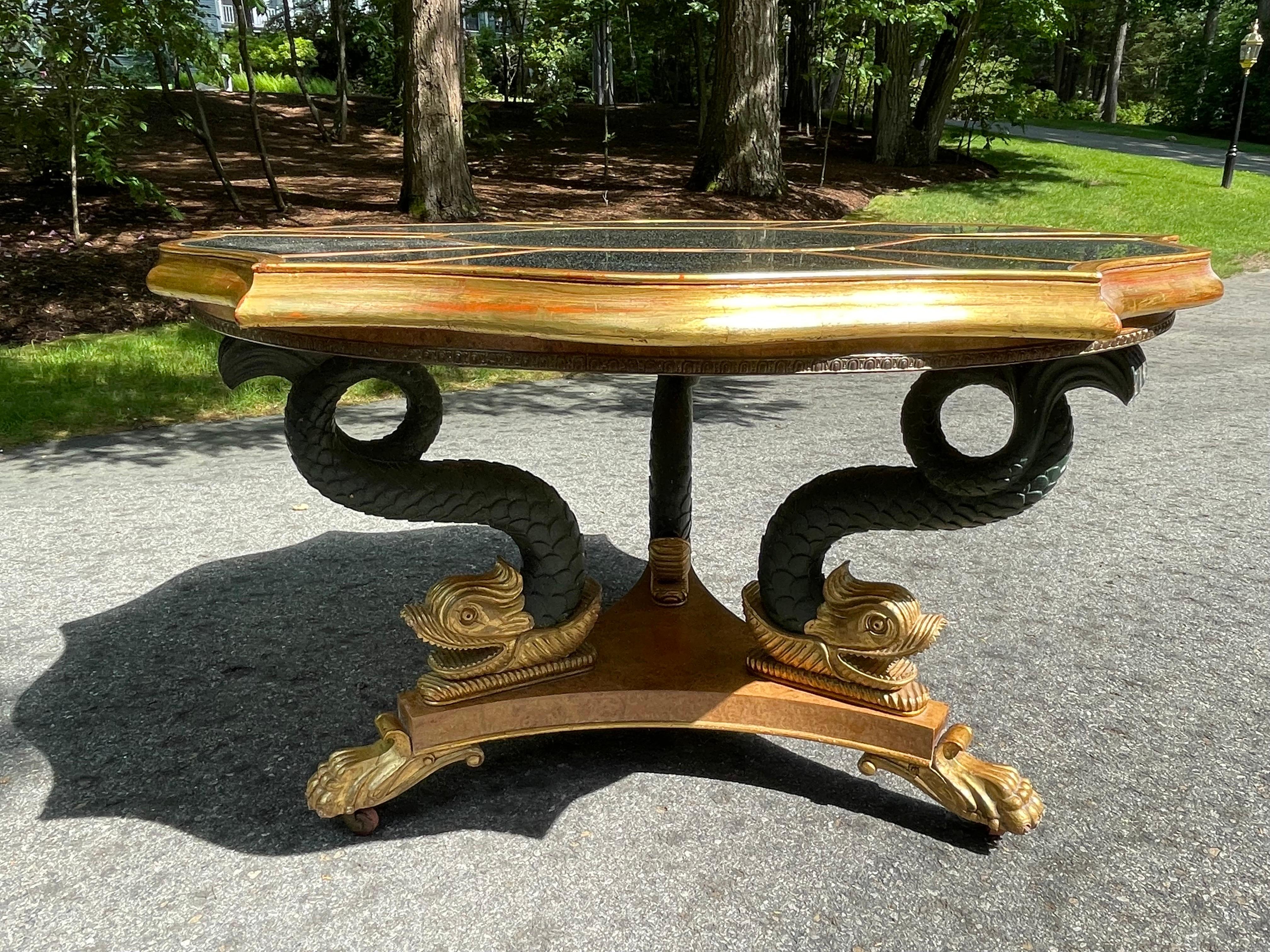 American Neoclassical Dolphin Center Table  For Sale