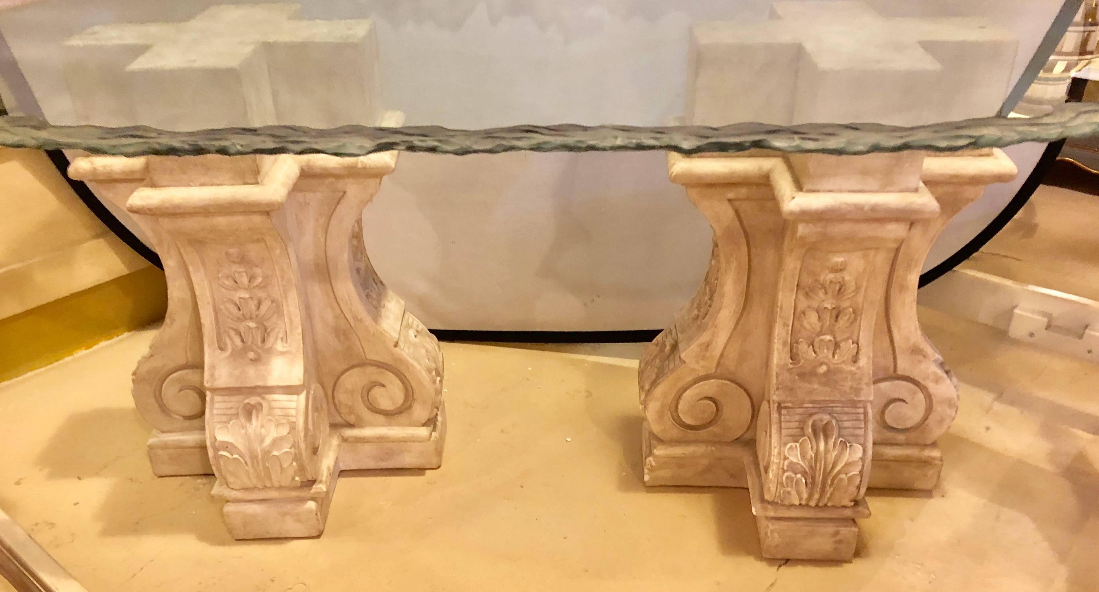 Neoclassical Double Column Glass Top Lalique Style Centre or Dining Table 3