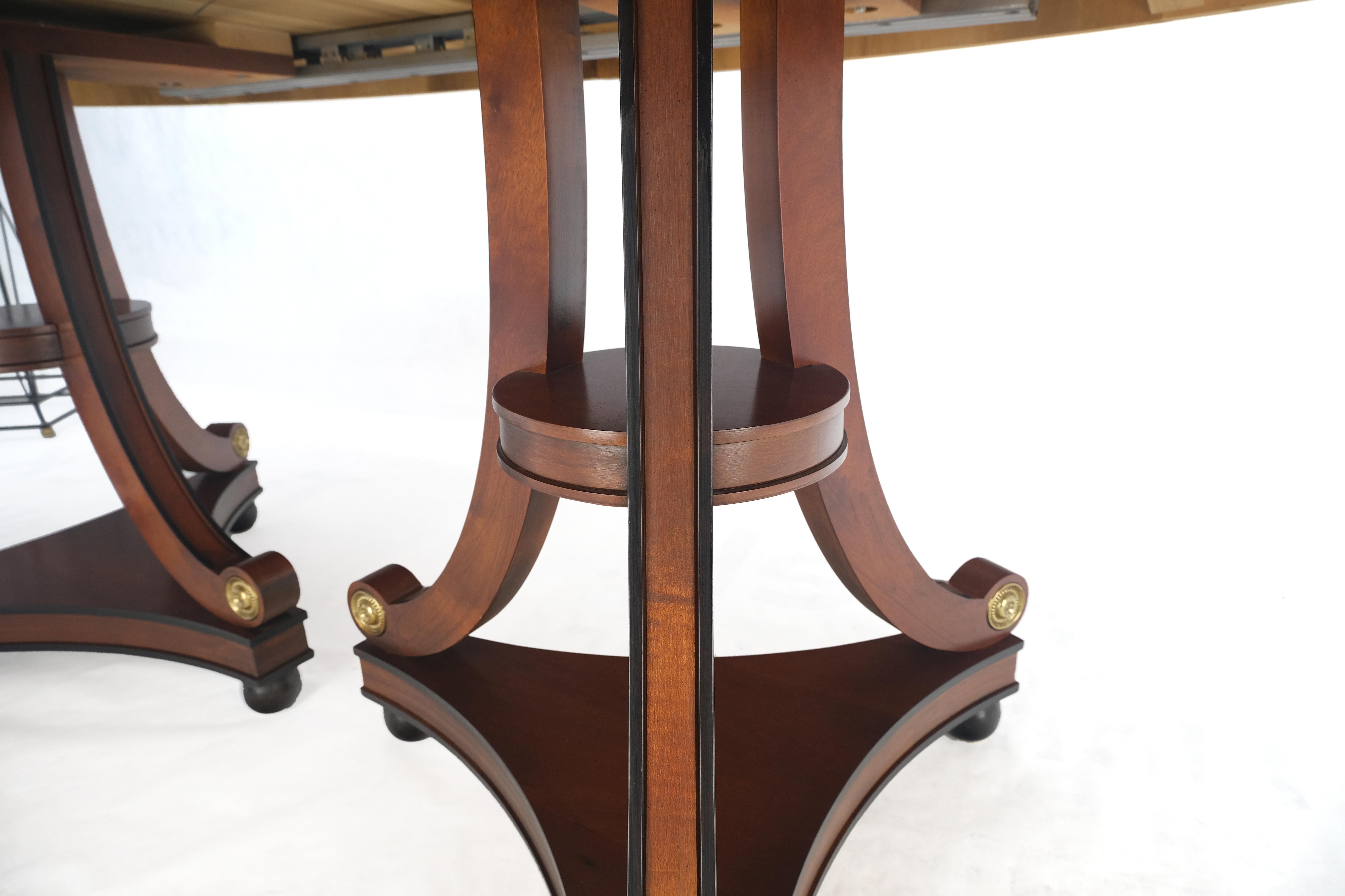 Neoclassical Double Pedestal Oval Banded Dining Table 2 Leafs  8 Chairs Set MINT 1