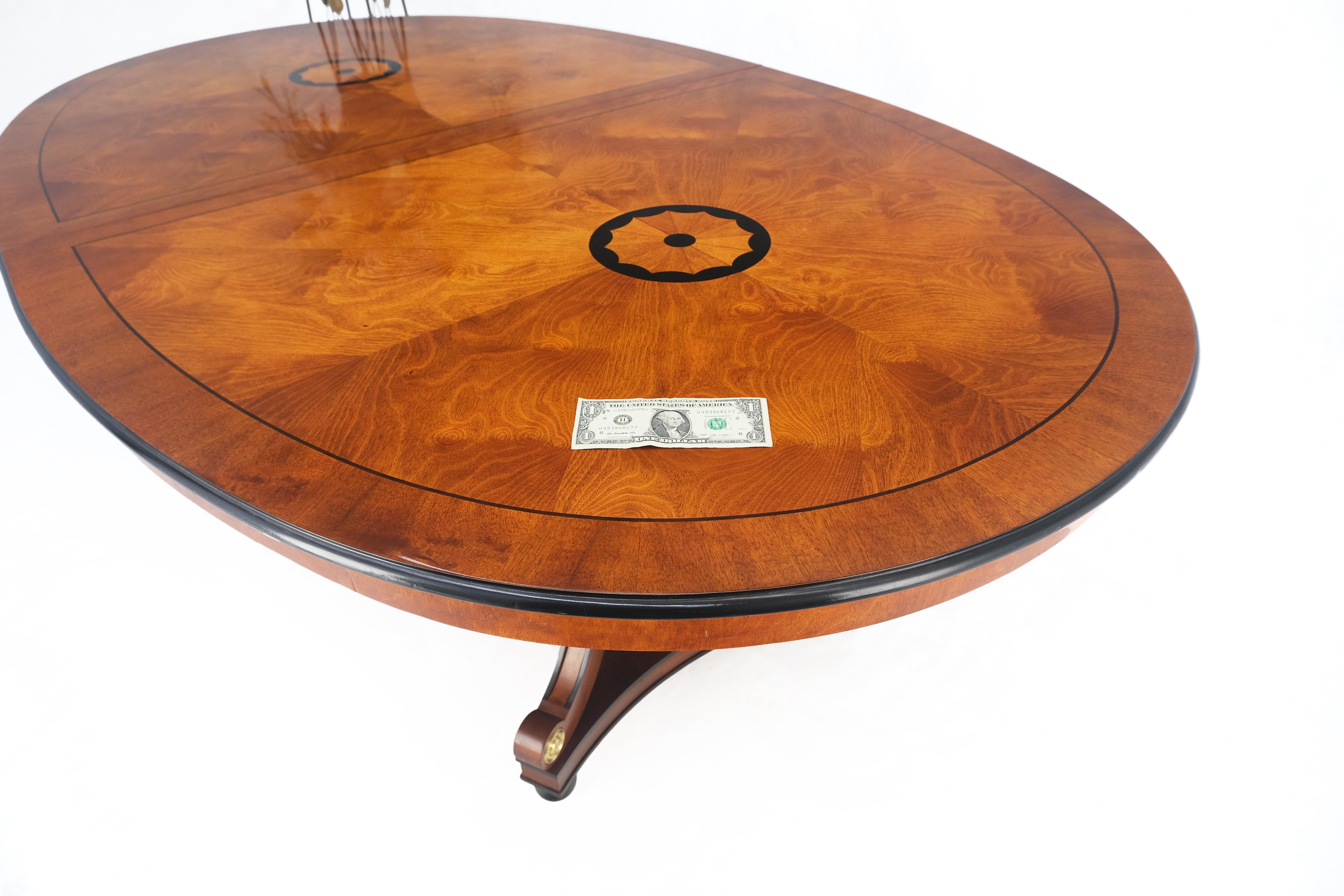 Neoclassical Double Pedestal Oval Banded Dining Table 2 Leafs  8 Chairs Set MINT 6