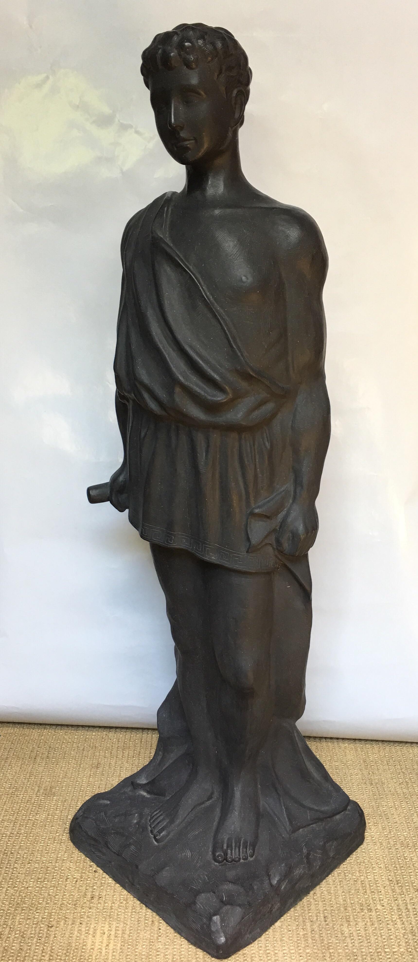 Neoclassical Draped Roman Male Sculpture Figure with Greek Key Motif 2