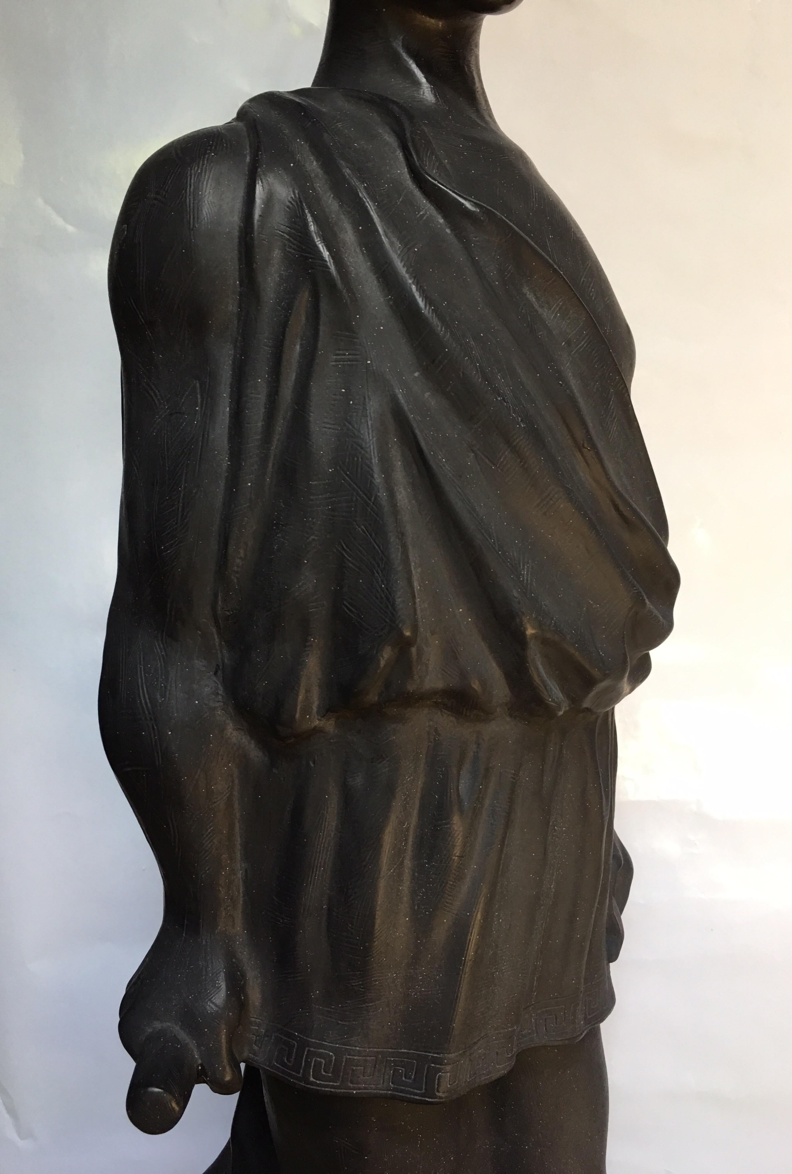 Neoclassical Draped Roman Male Sculpture Figure with Greek Key Motif 3