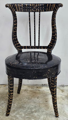 Early 20th Century Neoclassical Ebonized and Partial Gilt Decorated Side Chair