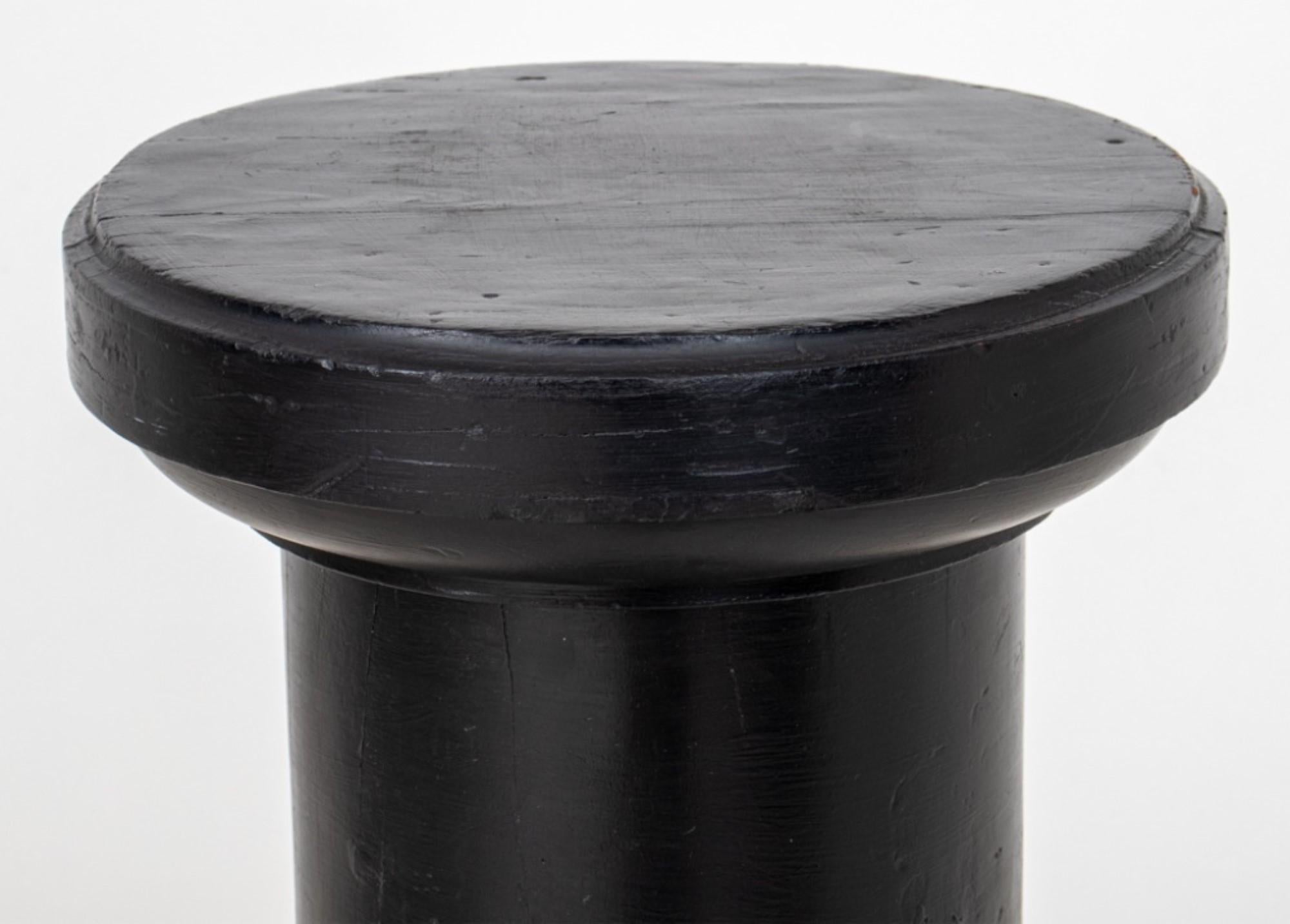 Neoclassical Ebonized Wood Column Pedestal 1