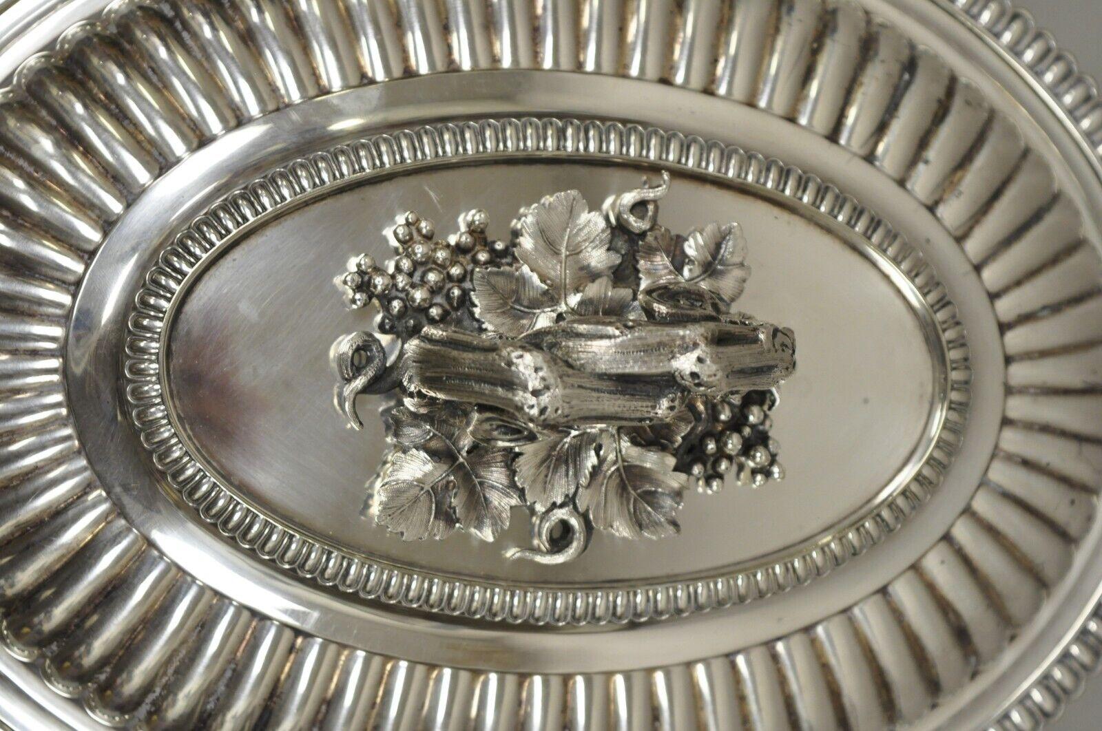 Neoclassical Elkington & Co Covered Serving Dish with Branch Grapevine Handle For Sale 2