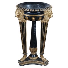 Neoclassical Empire Ebonized Lion Head Jardiniere Pedestal Planter Stand Bowl