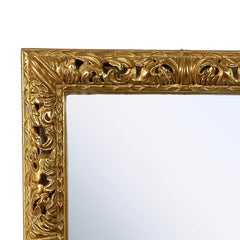 Neoclassical Empire Gilt Wood Rectangular Mirror, Spain, 1970