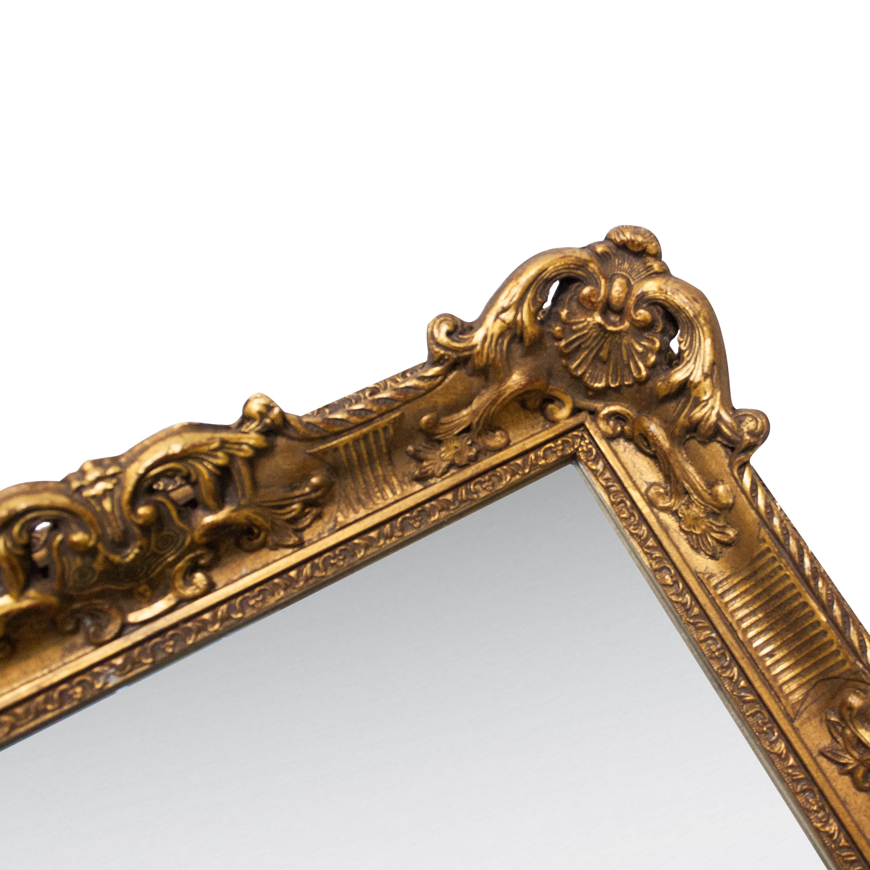 Spanish Neoclassical Empire Gold Hand Carved Wooden Mirror, Spain, 1970 For Sale