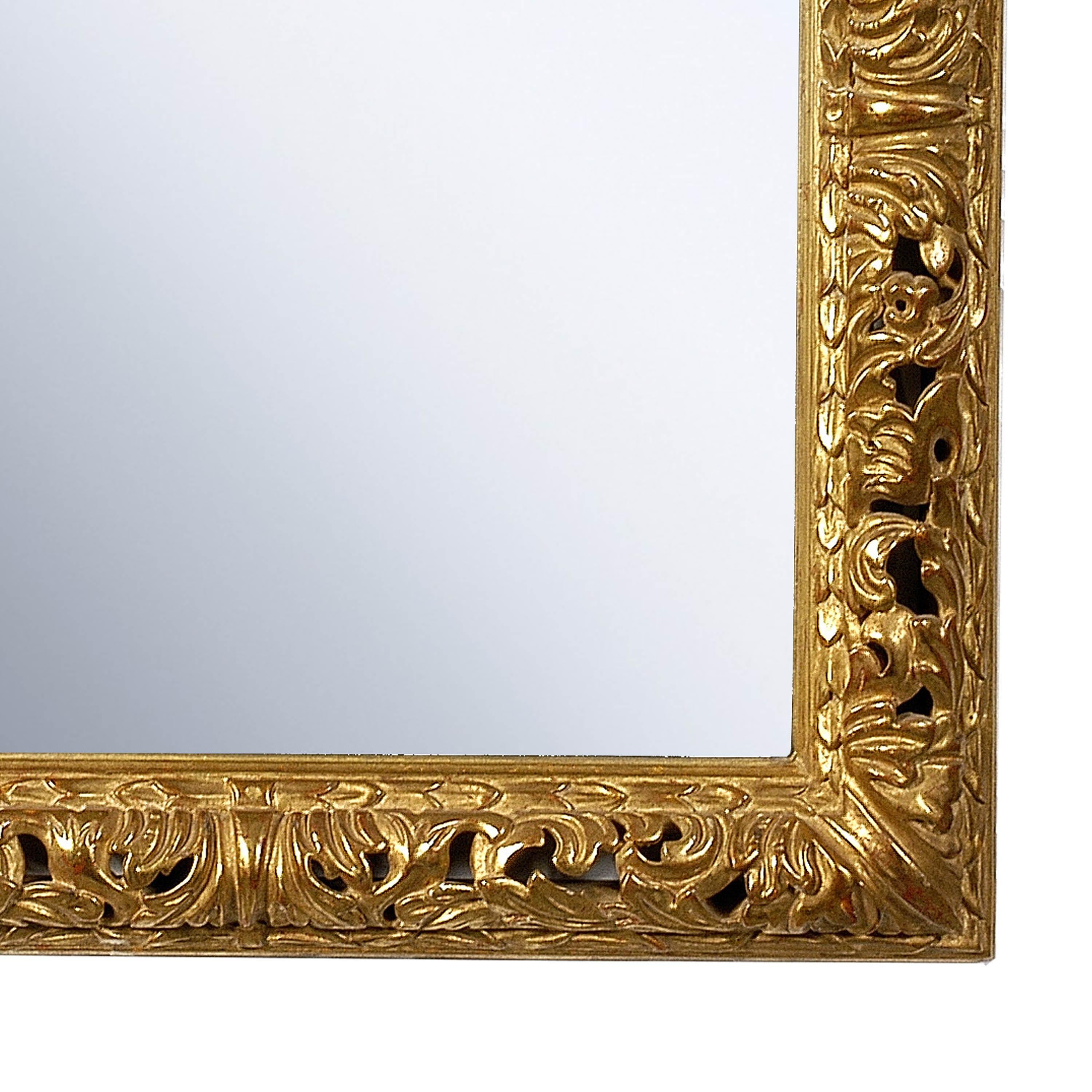 Hand-Carved Neoclassical Empire Gold Hand Carved Wooden Mirror, Spain, 1970 For Sale