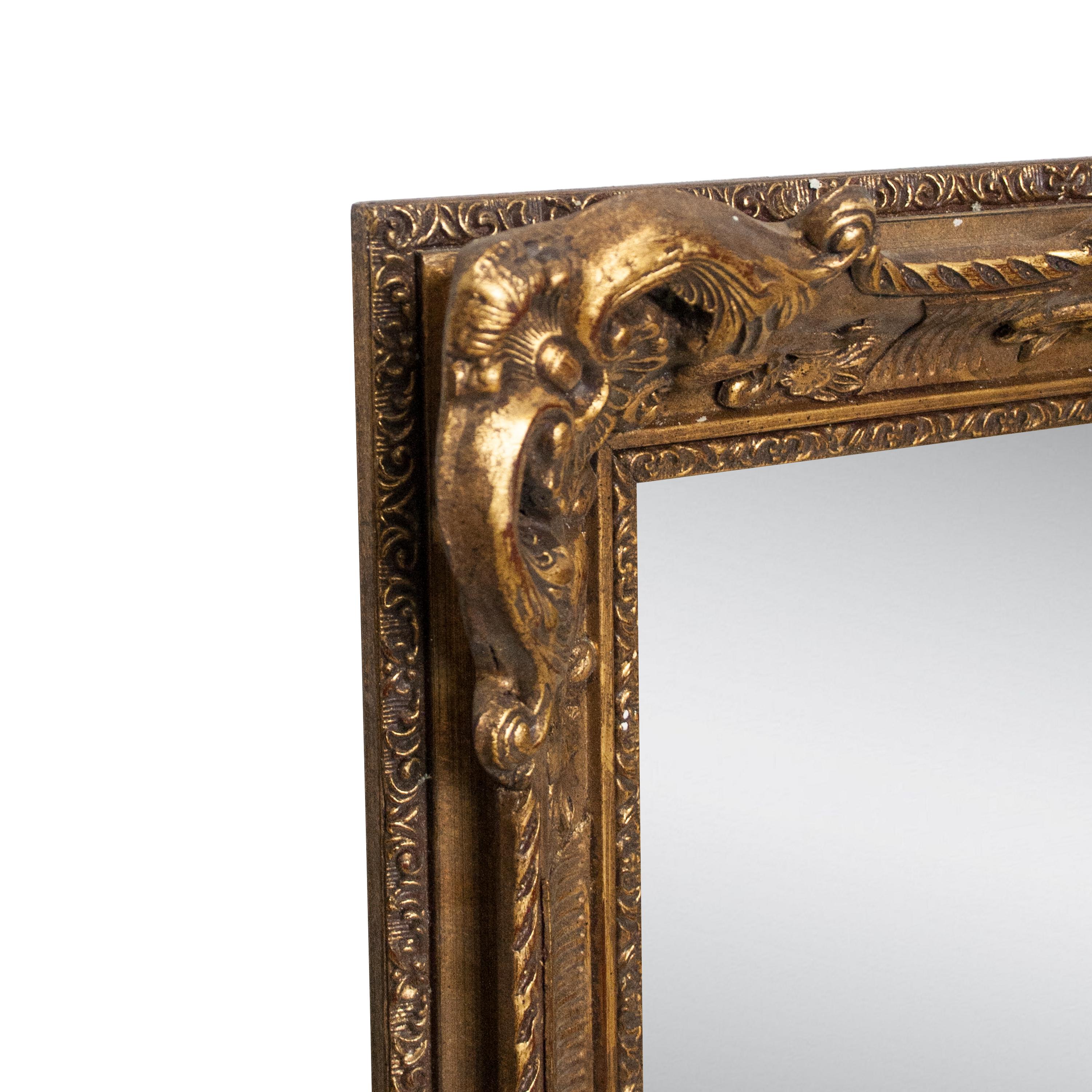 Neoclassical Empire Gold Hand Carved Wooden Mirror, Spain, 1970 In Good Condition For Sale In Madrid, ES