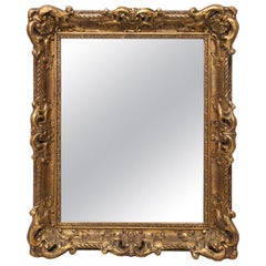 Neoclassical Empire Gold Hand Carved Wooden Mirror, Spain, 1970
