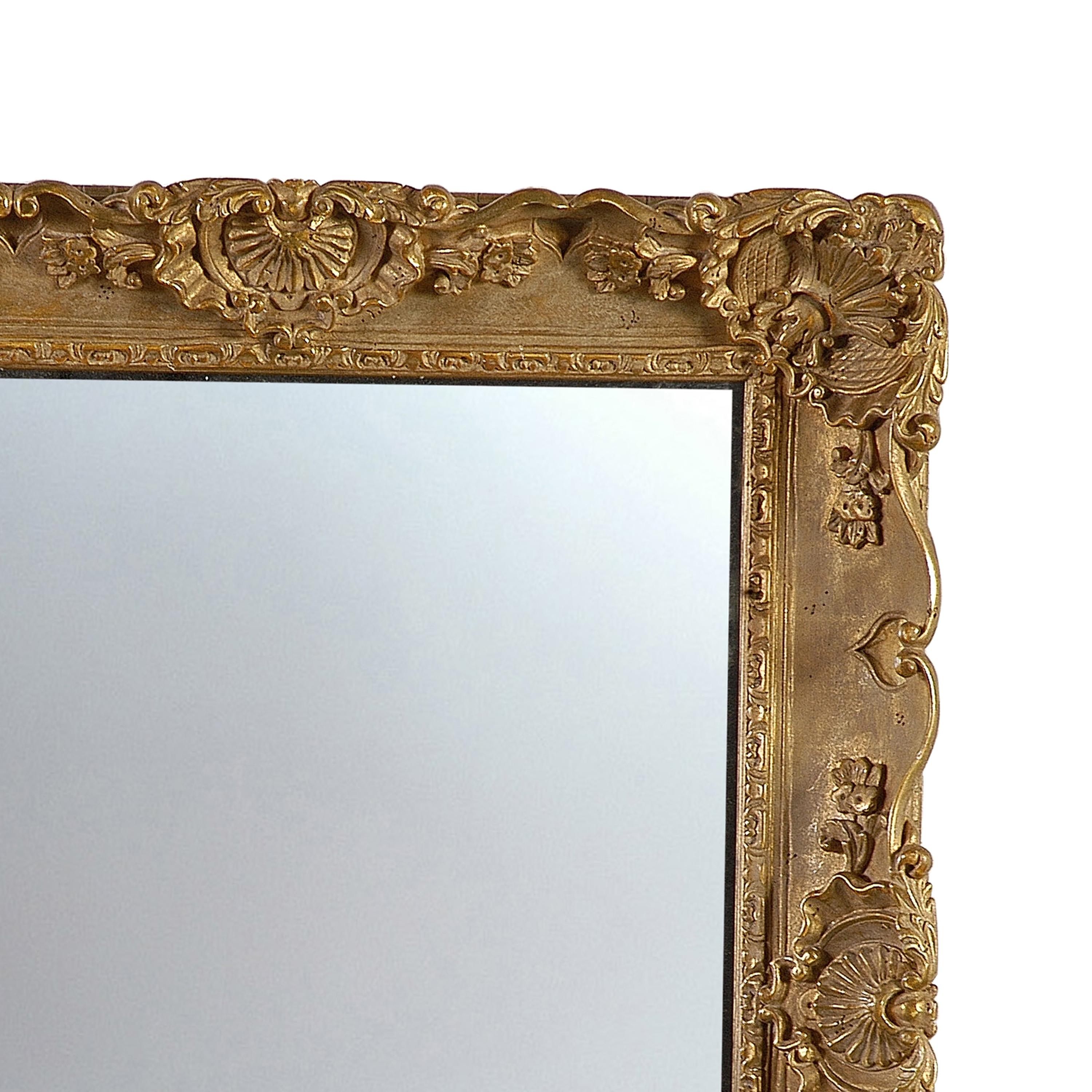 Hand-Carved Neoclassical Empire Gold Hand Carved Wooden Rectangular Mirror, Spain, 1970 For Sale